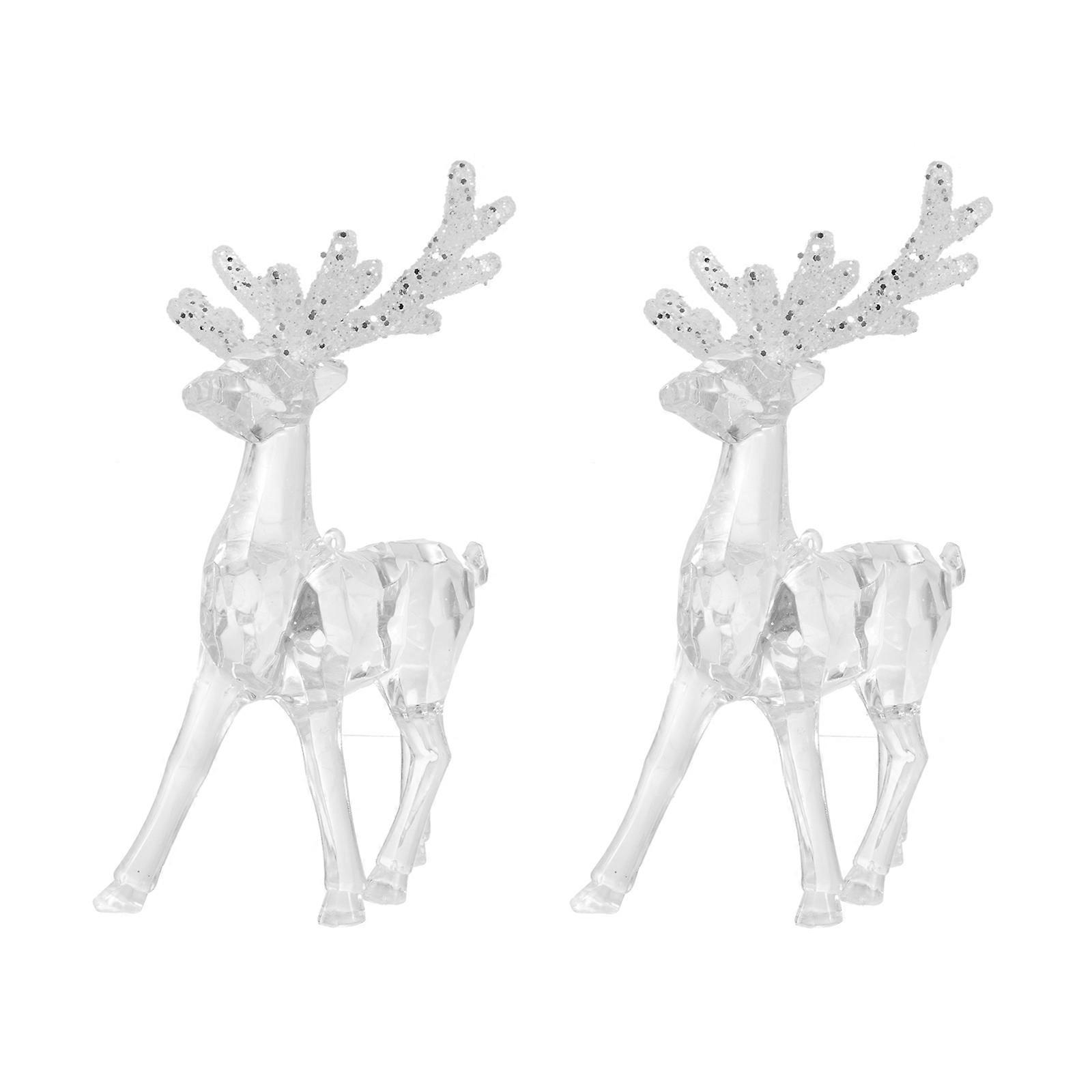 Transparent Plastic Deer Decoration for Christmas Desk Adornment Creates Festive Atmosphere 2pcs