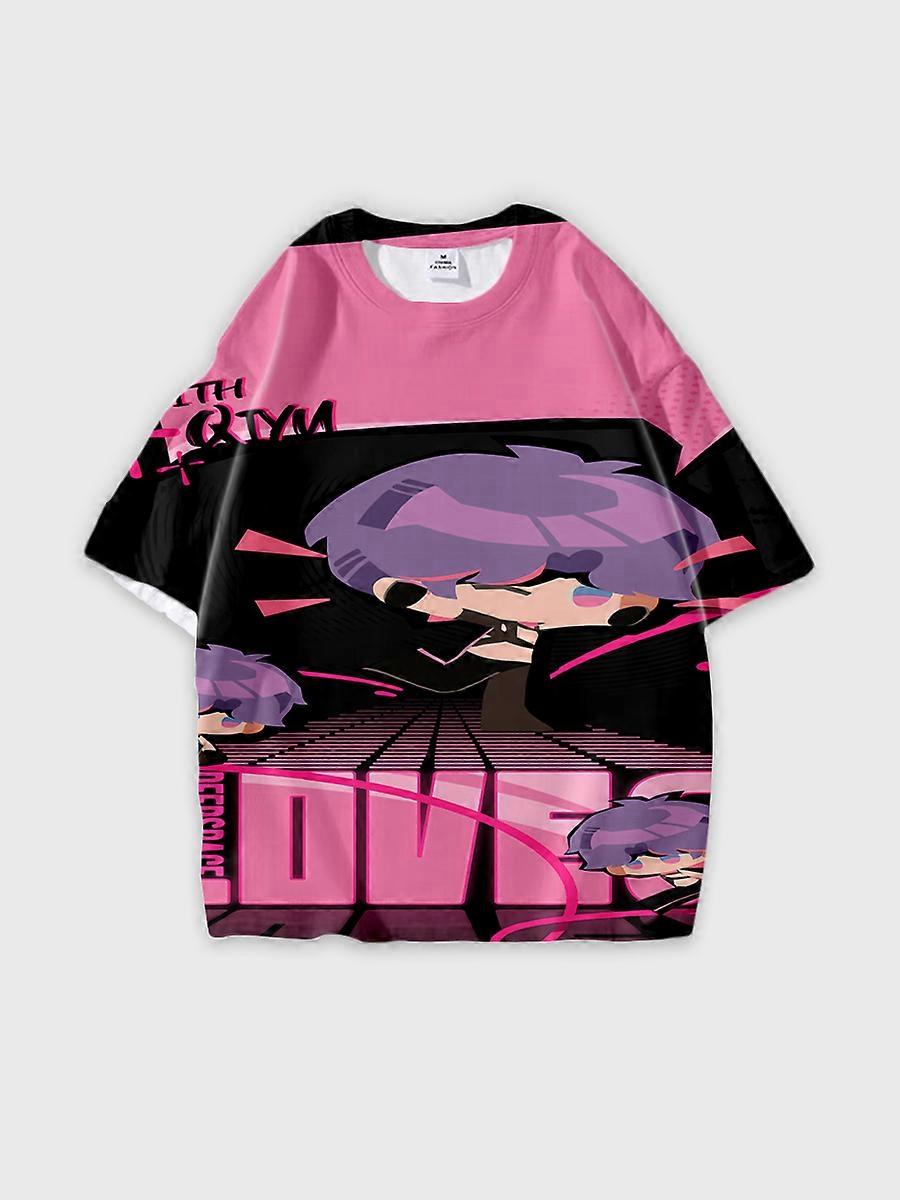 T-shirt round neck Role Pattern loose short sleeve B934