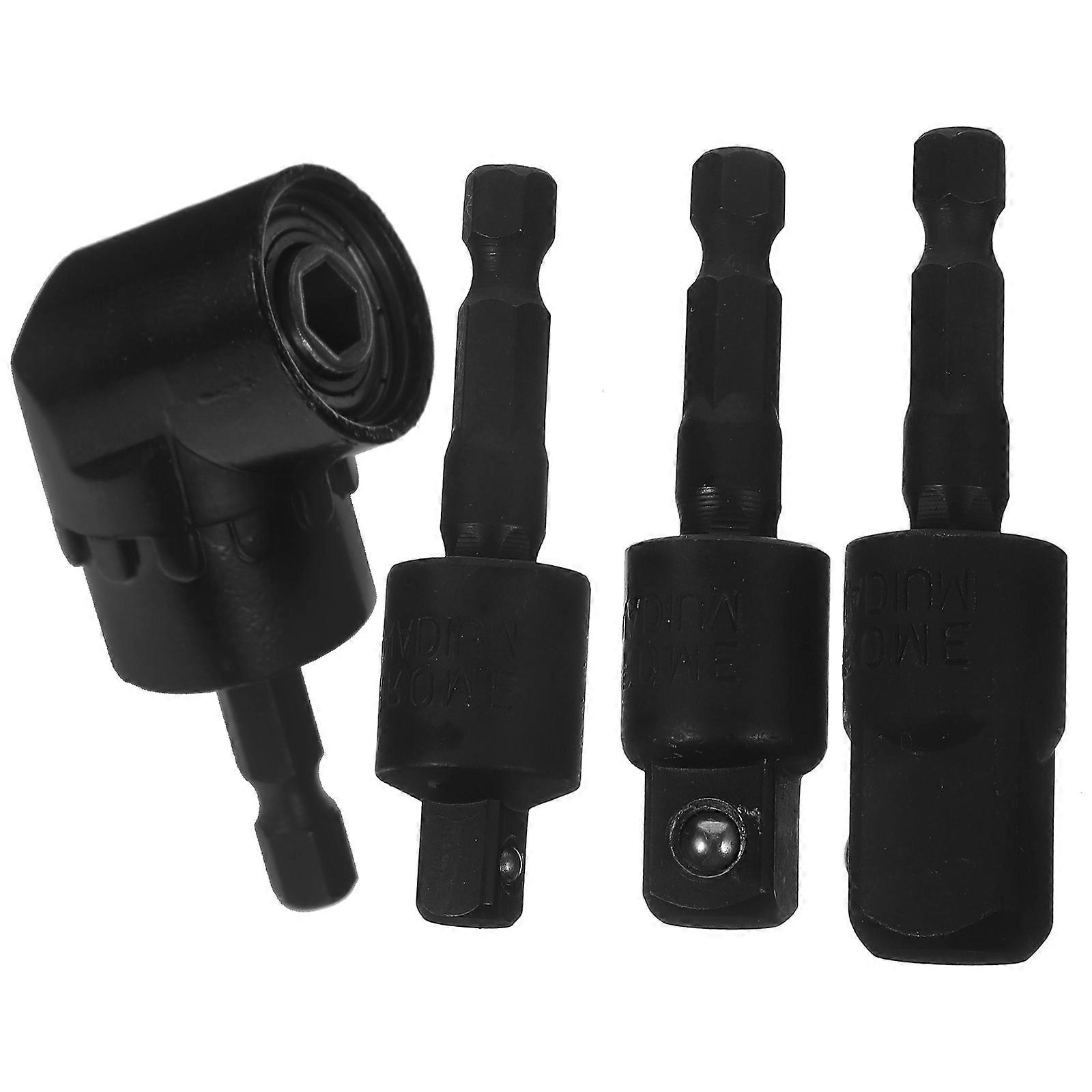 Rotatable Impact Driver Socket Adapter Right Angle Drill Attachment Repair Shop Daily Maintenance Black 6X3X2.1CM 1Set