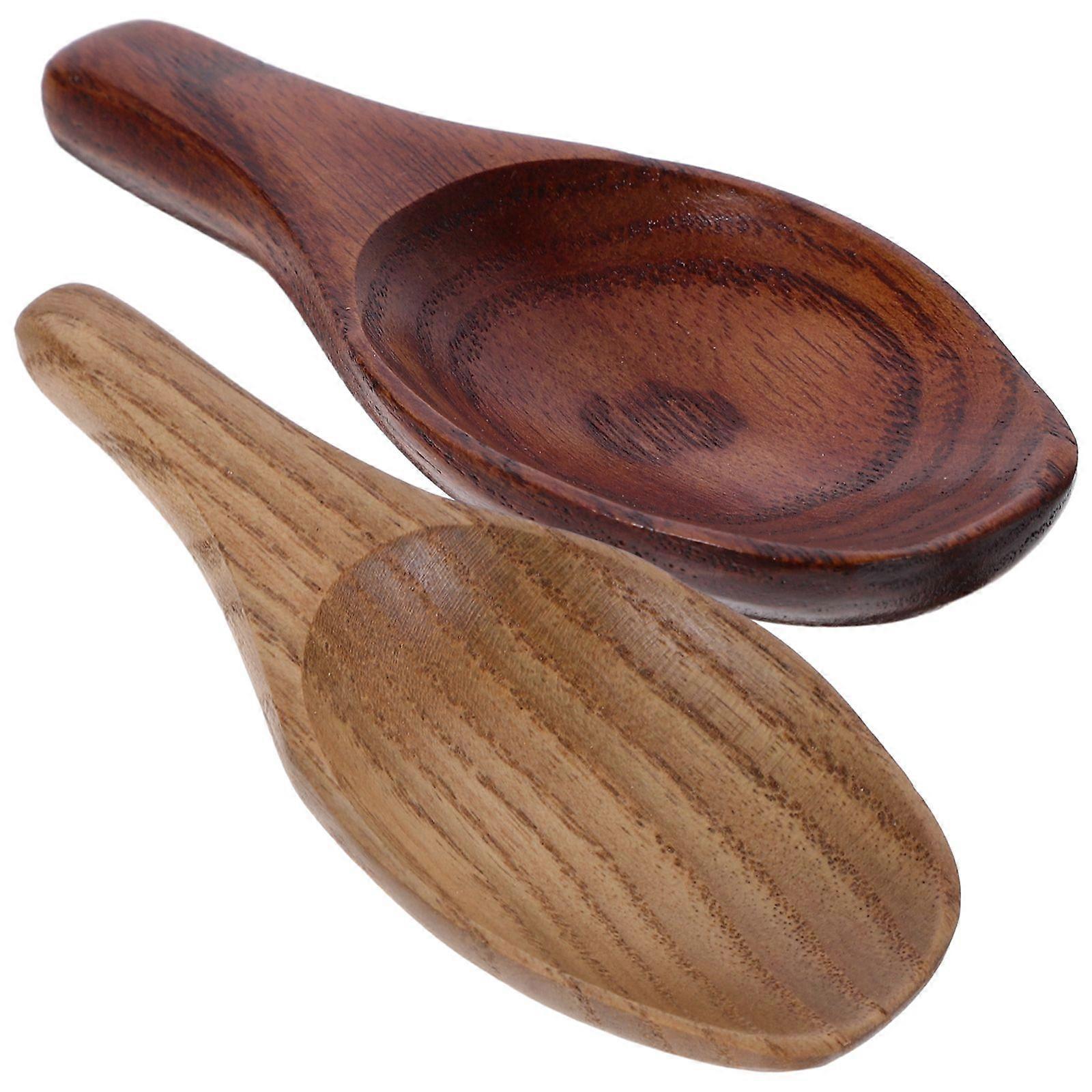 2pcs Wooden Scoops Condiment Spoons Mini Wooden Spoons with Short Handle