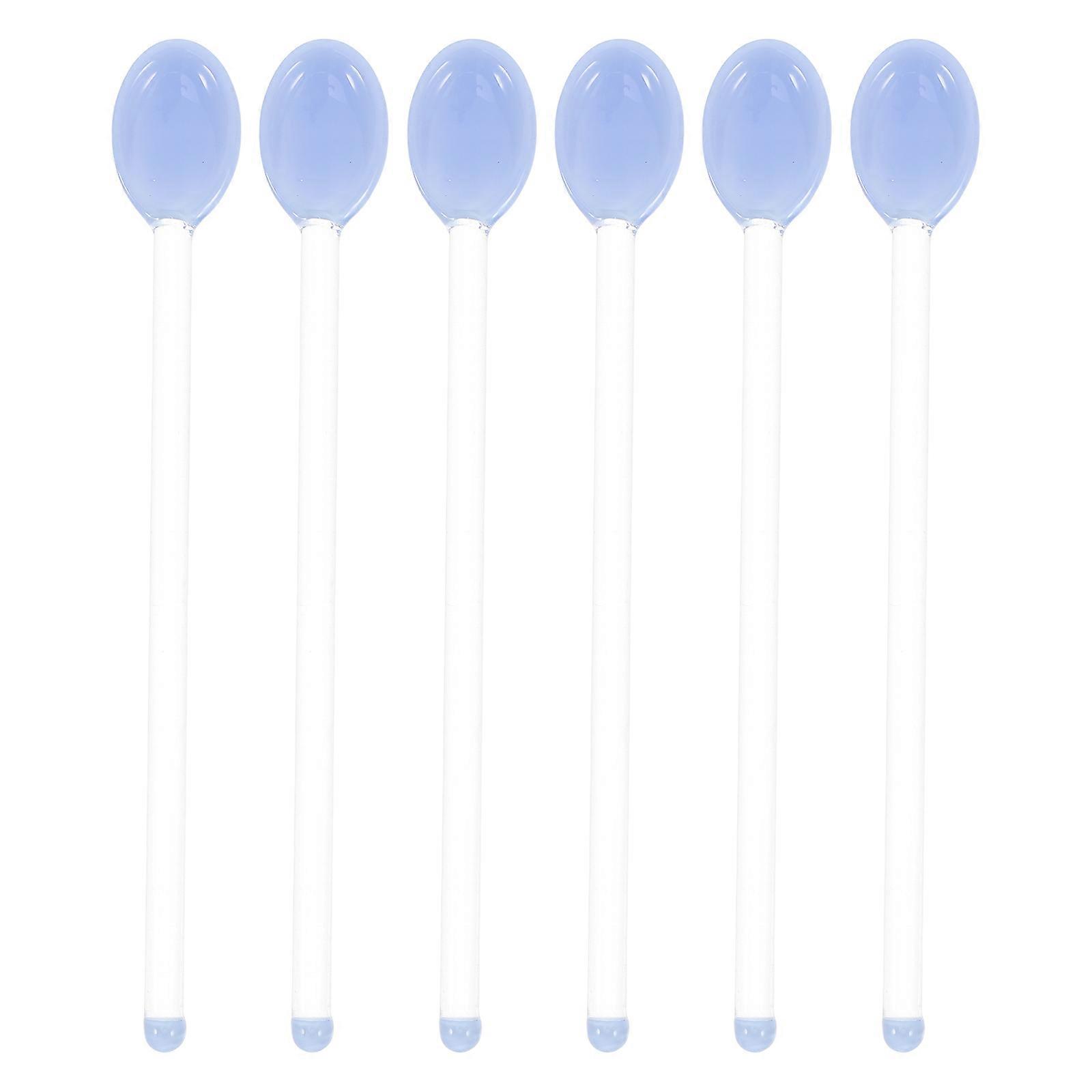 Cute Blue Glass Espresso Spoons Set for Coffee and Dessert Stirring Home Kitchen Use 6pcs