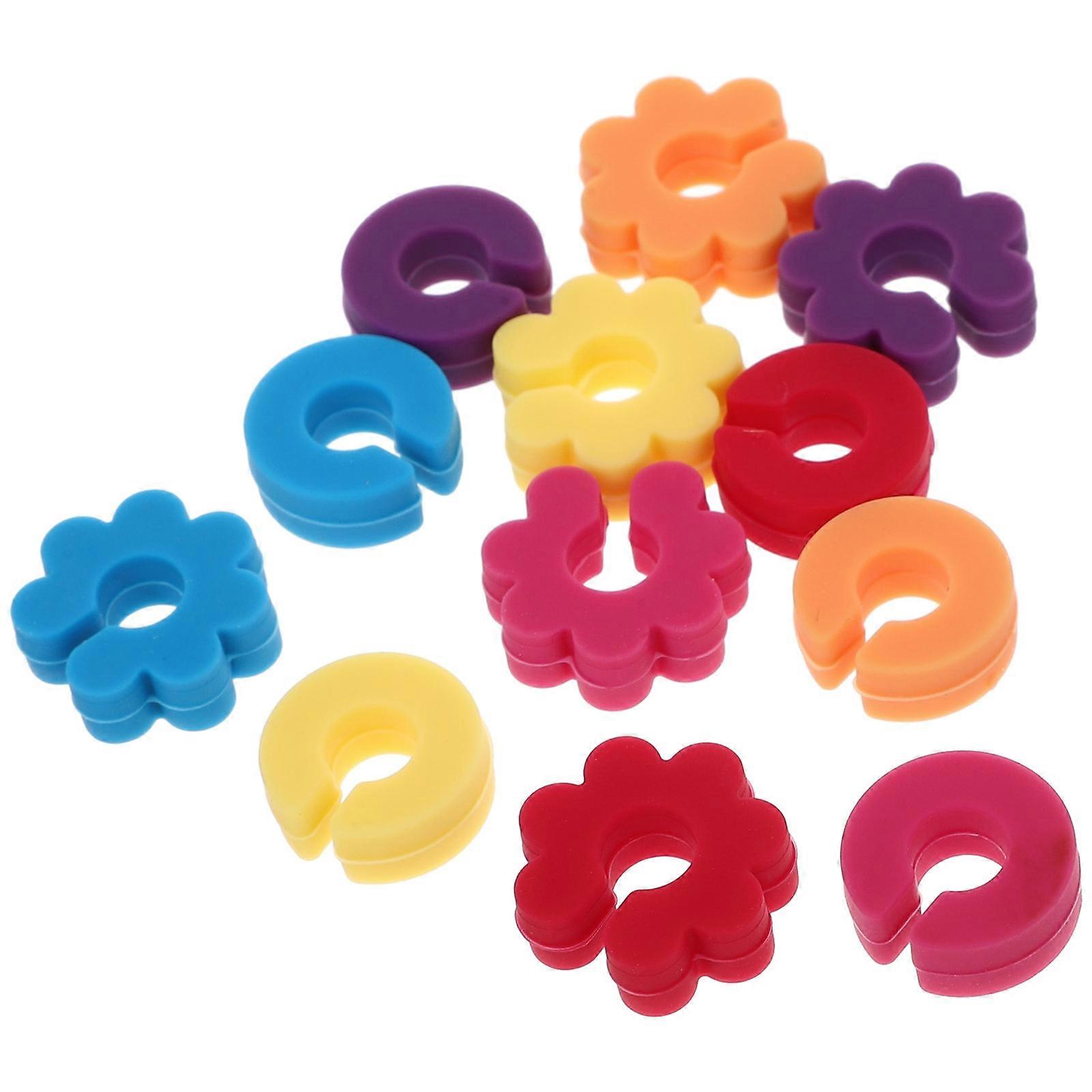 Reusable Silicone Wine Glass Markers 12pcs Set Party, Wedding & Event Drink Labels Creative Cup Charms for Goblets & Beverages
