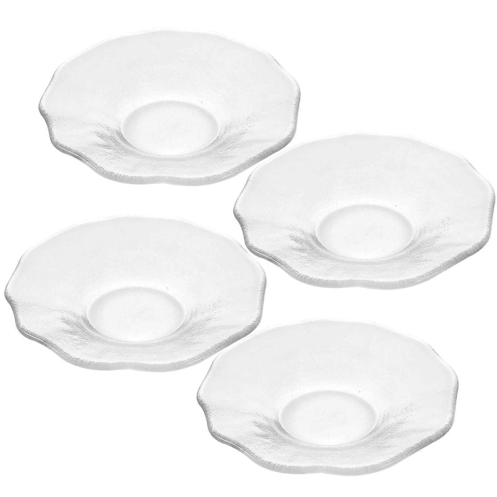 Glass Tea Saucers 4Pcs Transparent Multipurpose Use Tea Coaster for Teacup