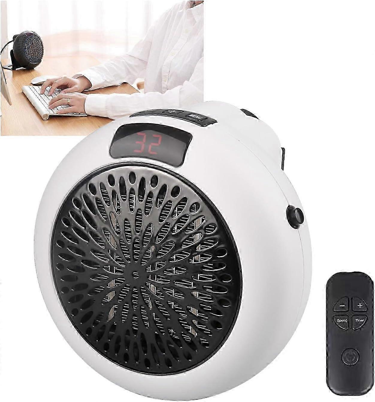 Wall Space Heater 400W Portable Electric Heater with Remote, Personal Mini Safe Heater with Thermostat & LED Display for Office Room