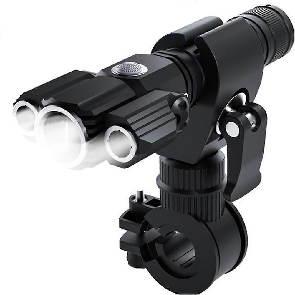 Multifunctional USB Aluminum Alloy Flashlight Aircraft Shape Bicycle Light Black 1Pack