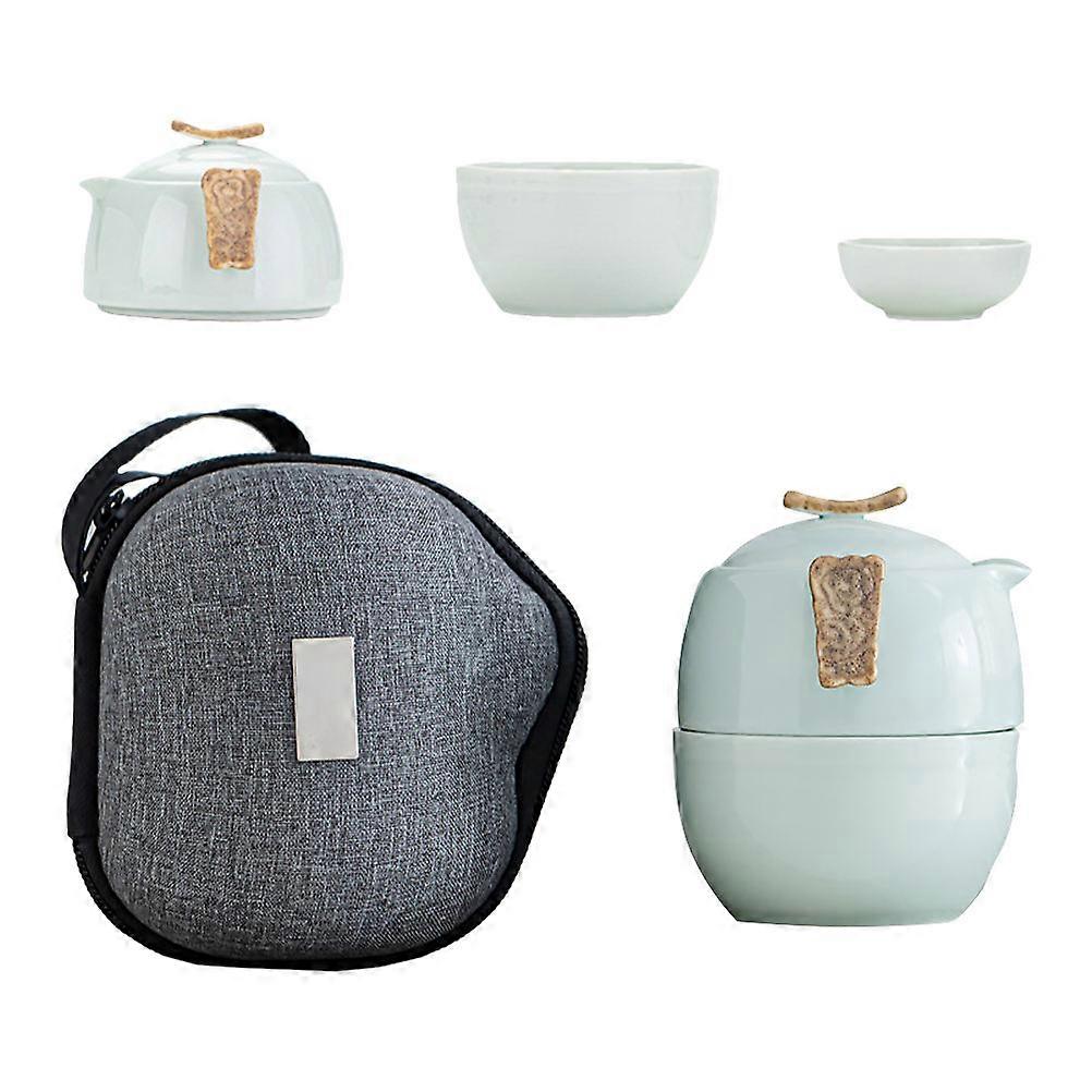 Retro Ceramics Tea Set Traveling Outdoor Adults With Green Color Perfect For Family Gathering 1 Set