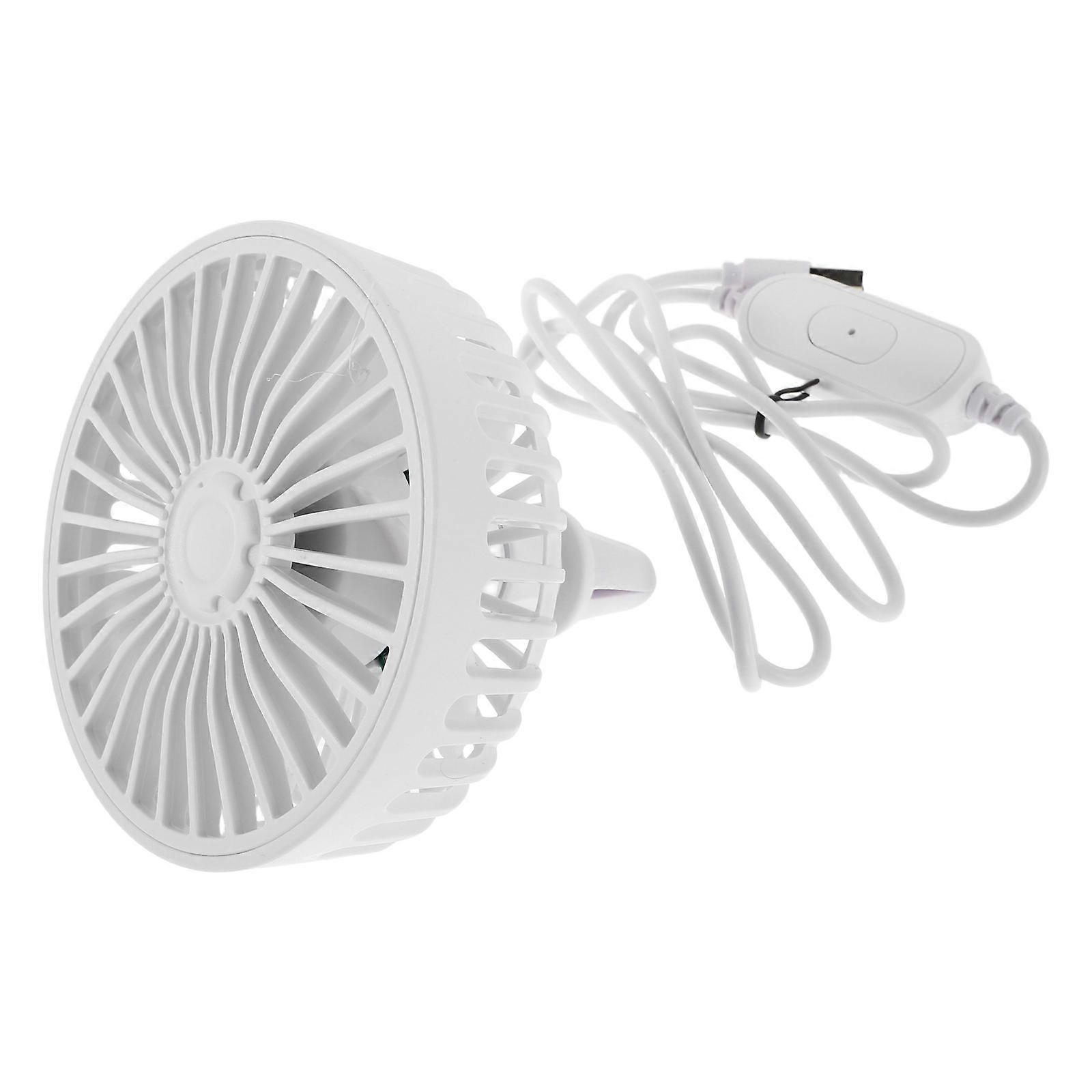 White Portable Electric Car Fan for Summer Cooling with USB Charging Compact Design and Enhanced Air Circulation