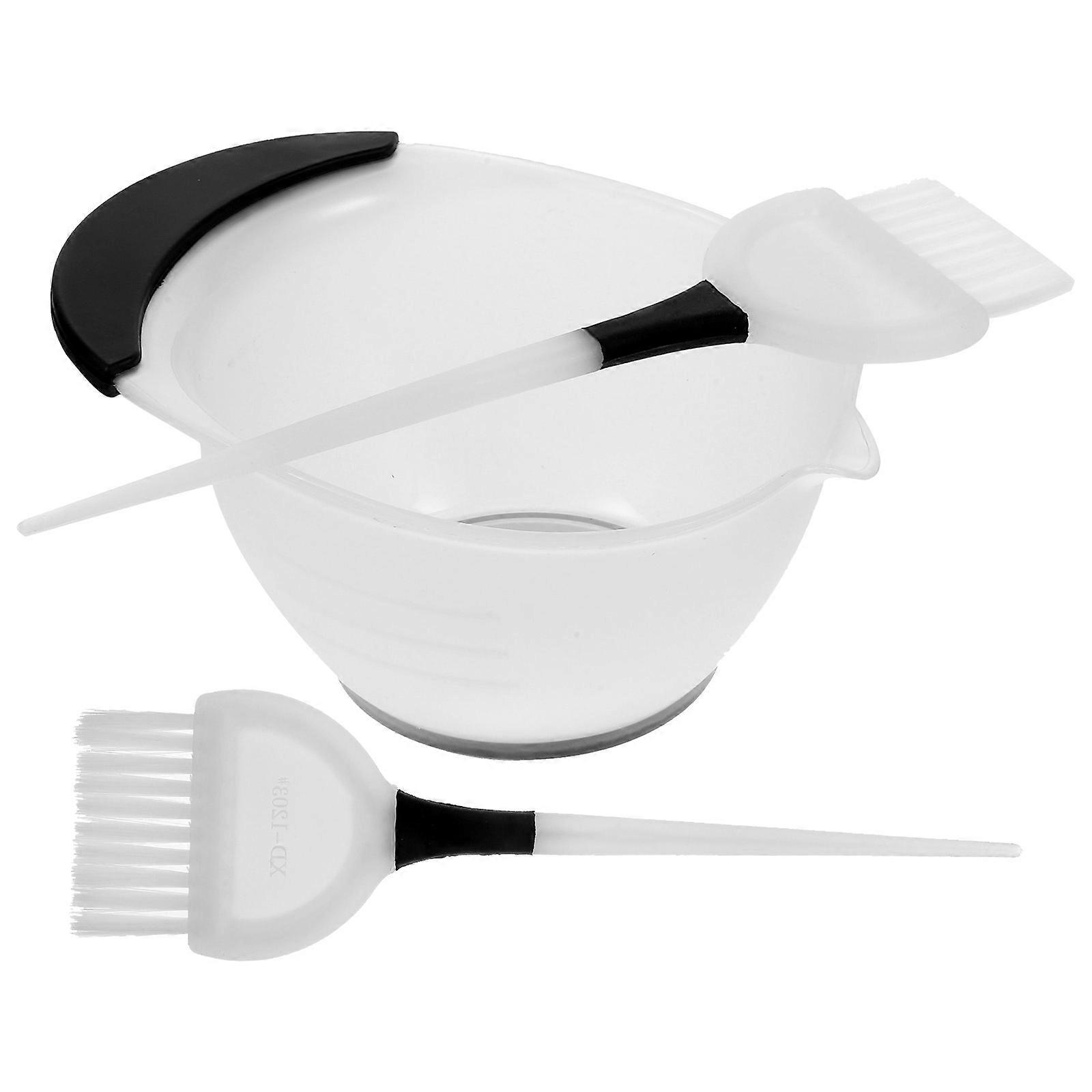 Professional Hair Dyeing Bowl And Brush Set Designed For Salon Use Featuring White Color 1 Set Easy To Use And Clean
