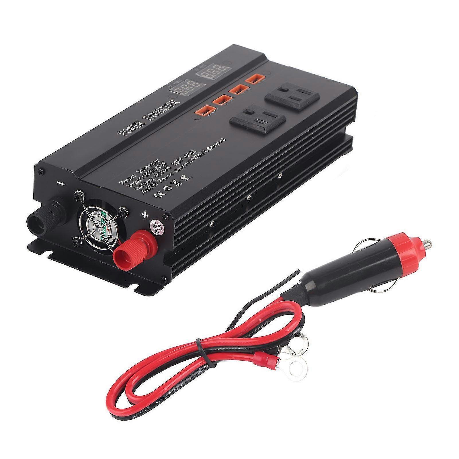 900W DC 12/24V to AC 110V Car Power Inverter Converter with USB Charger & LCD Display - Portable Power Adapter for Vehicles