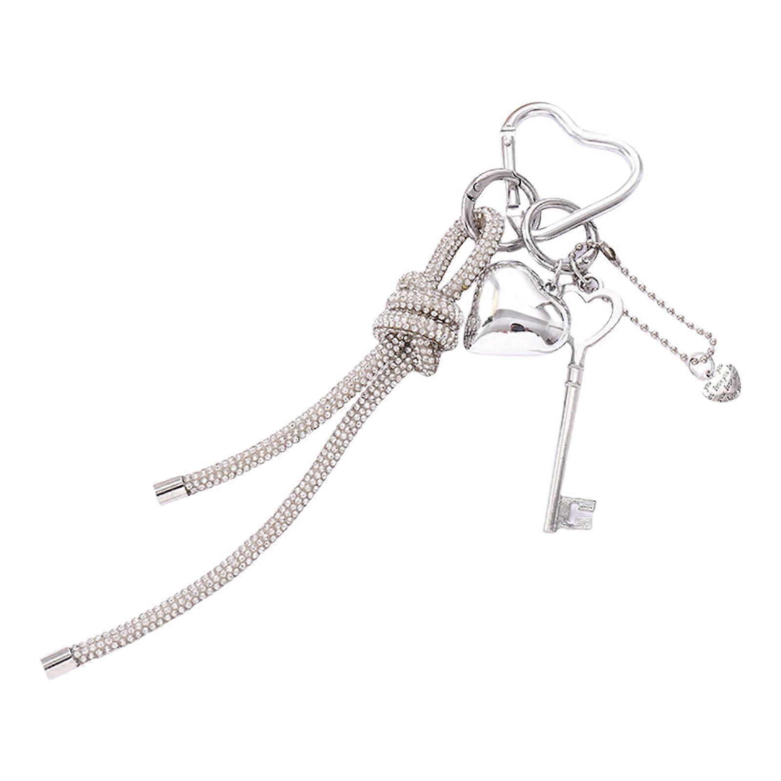 Heart Keychain With Mirror Finish, Crystal Rhinestones, Car Chain Style, Womens Bag Charm, Model K4538