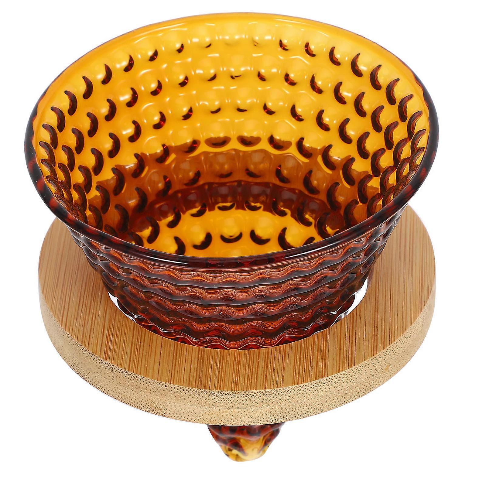Reusable Coffee Dripper Funnel with Glass and Wood Design for Home Use Portable and Easy to Clean Light Brown 1 Set