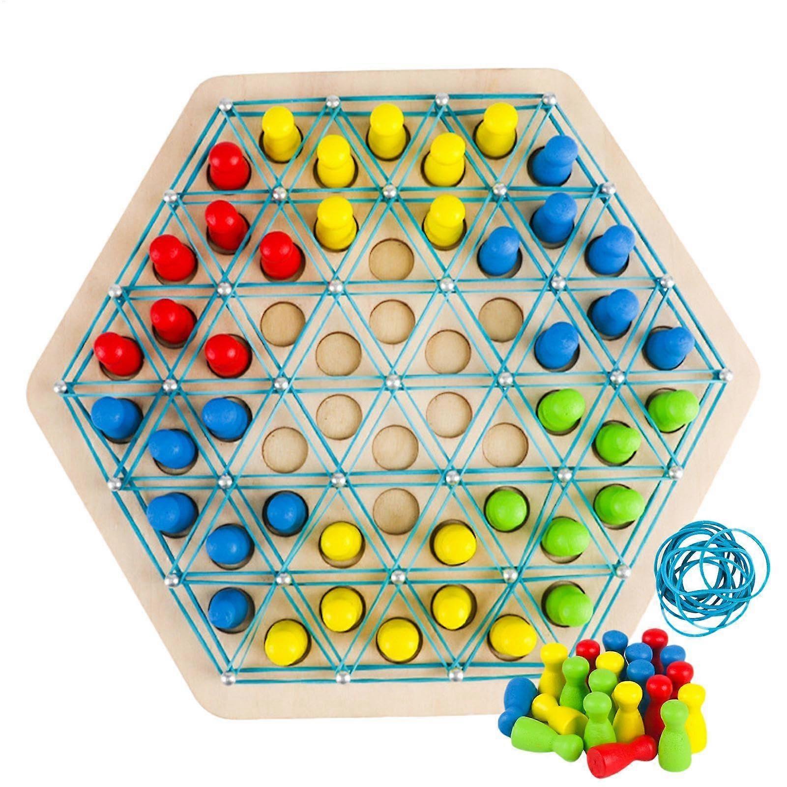 Schachspiel Kettendreieck Elastisch für Erwachsene und Familie, Strategisches Gesellschaftsspiel für 2-4 Spieler