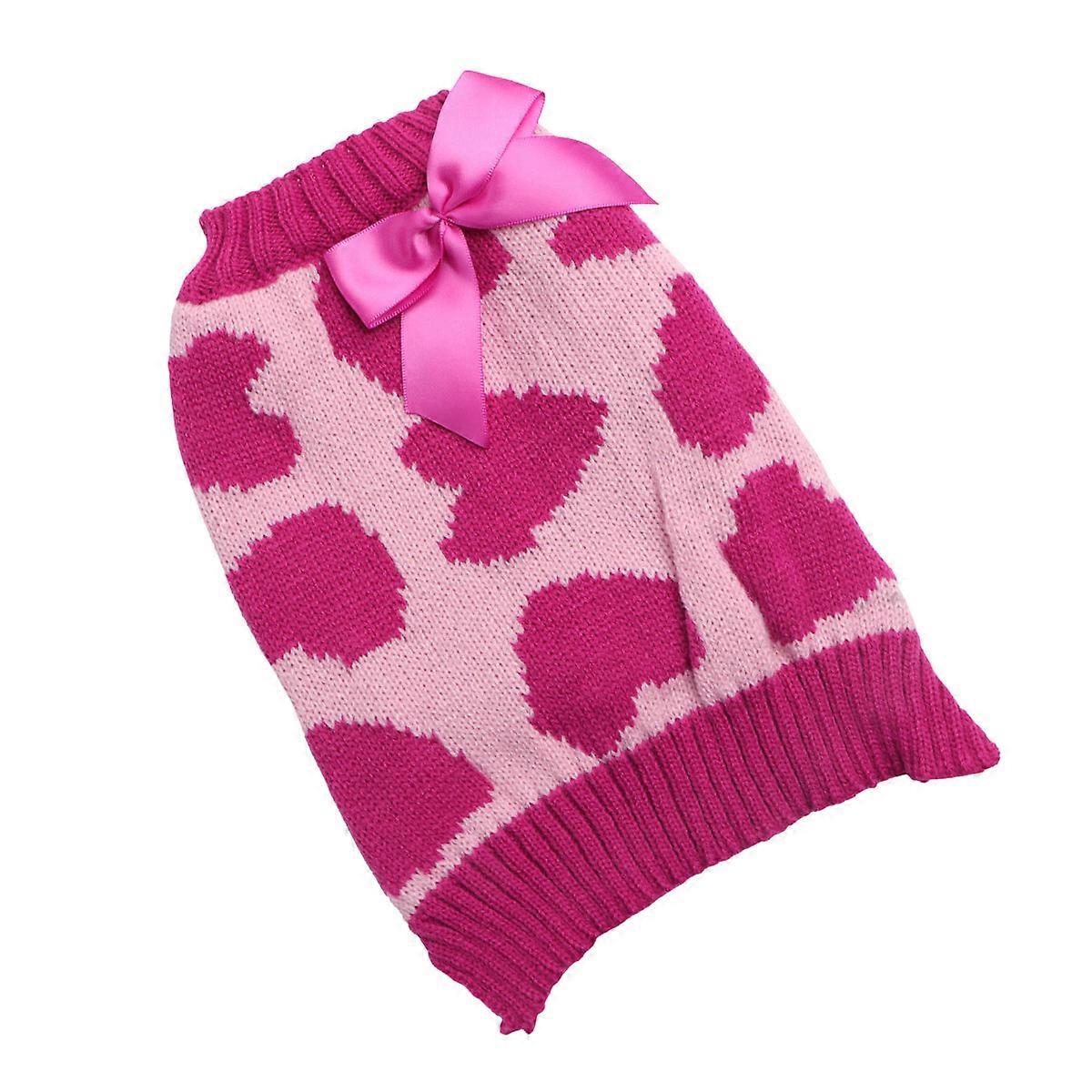 Heart Pattern Pet Clothes Sweater For Small Dog And Puppy Perfect For Outdoor Activities And Christmas Size S Rosy 1 Piece
