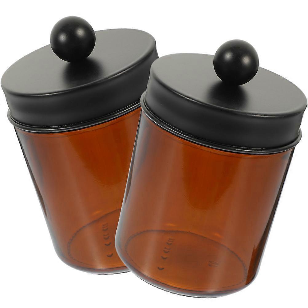 2pcs Glass Storage Canister for Kids in Light Brown Color with Stainless Steel Lid and Flat Bottom