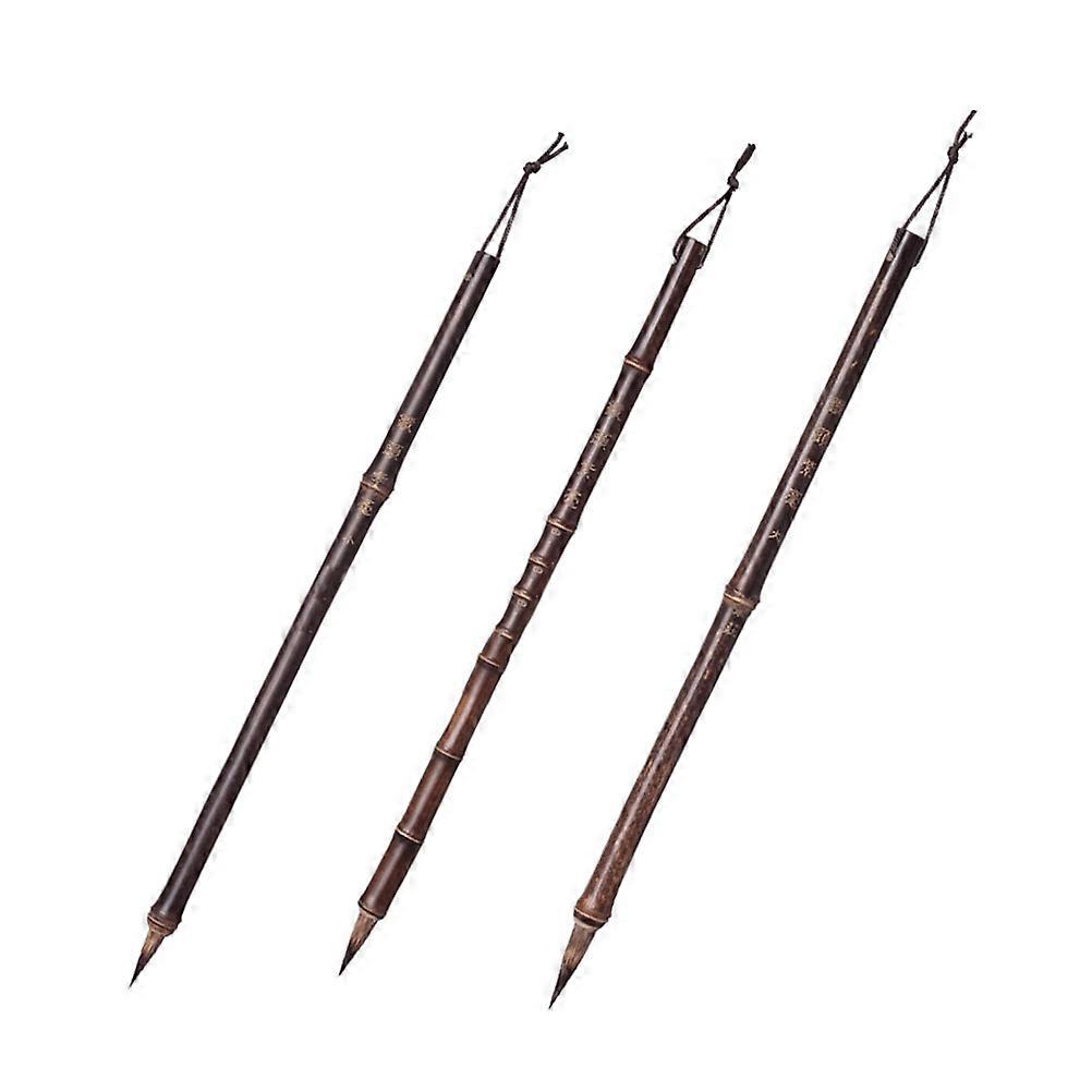 Durable Synthetic Calligraphy Brush for Writing Coffee Color 3pcs Perfect for Watercolor Painting and Drawing
