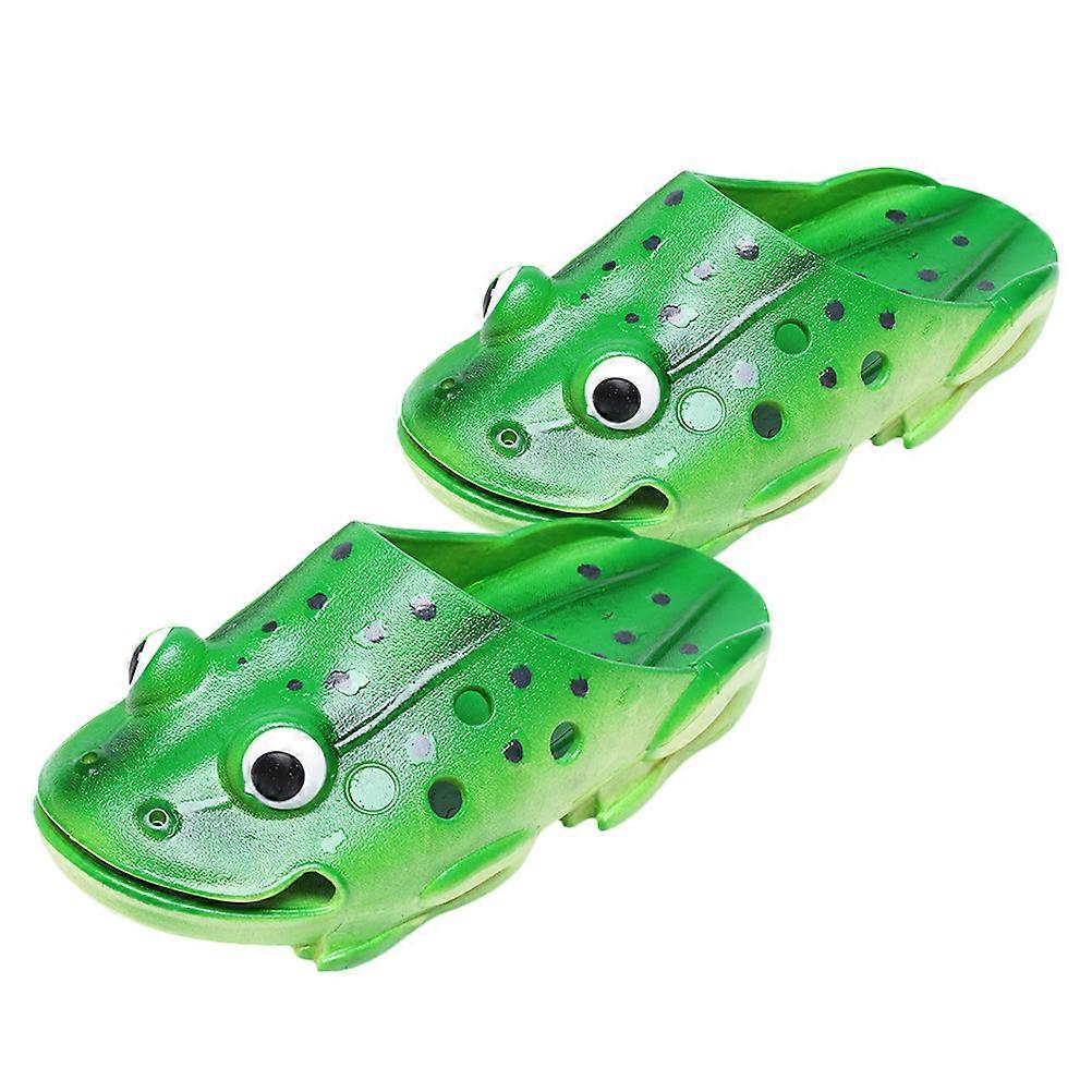 Funny Boys Slippers Cartoon Frog Shape Green Home Use Durable 1 Pair