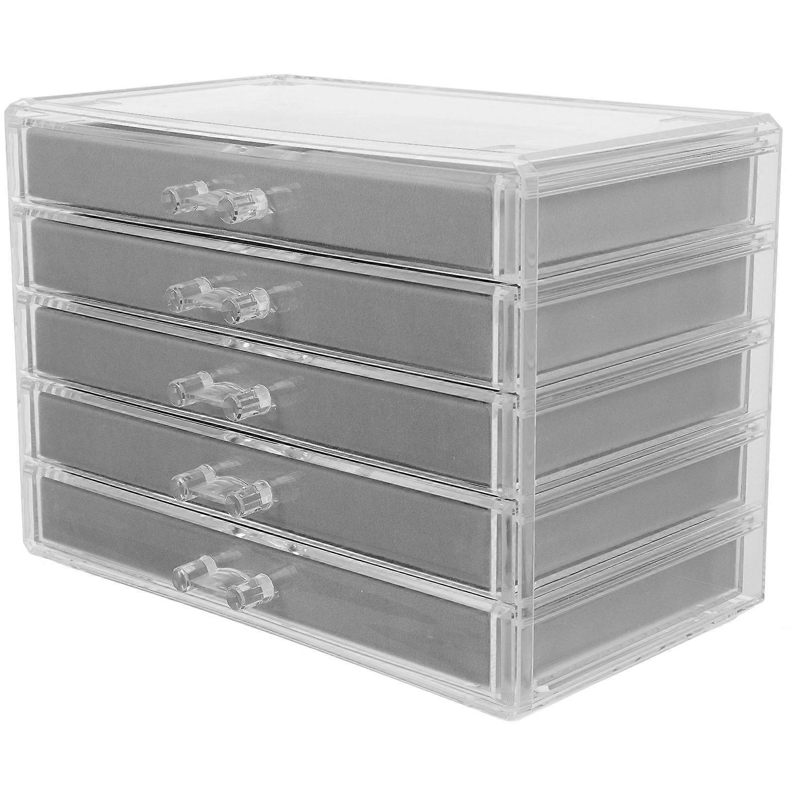 Clear Acrylic Rock Display Case with Velvet Lined Compartments – Transparent Multi Organizer Cabinet for Collectibles, Minerals, and Rock Collections