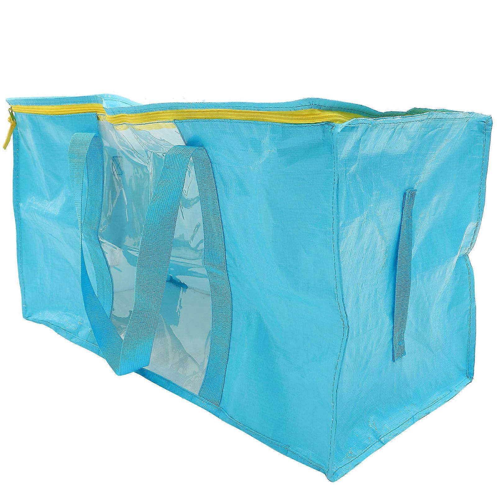 Rectangular Waterproof Storage Container For Clothes With See-through Window And Handles In Blue 1Set