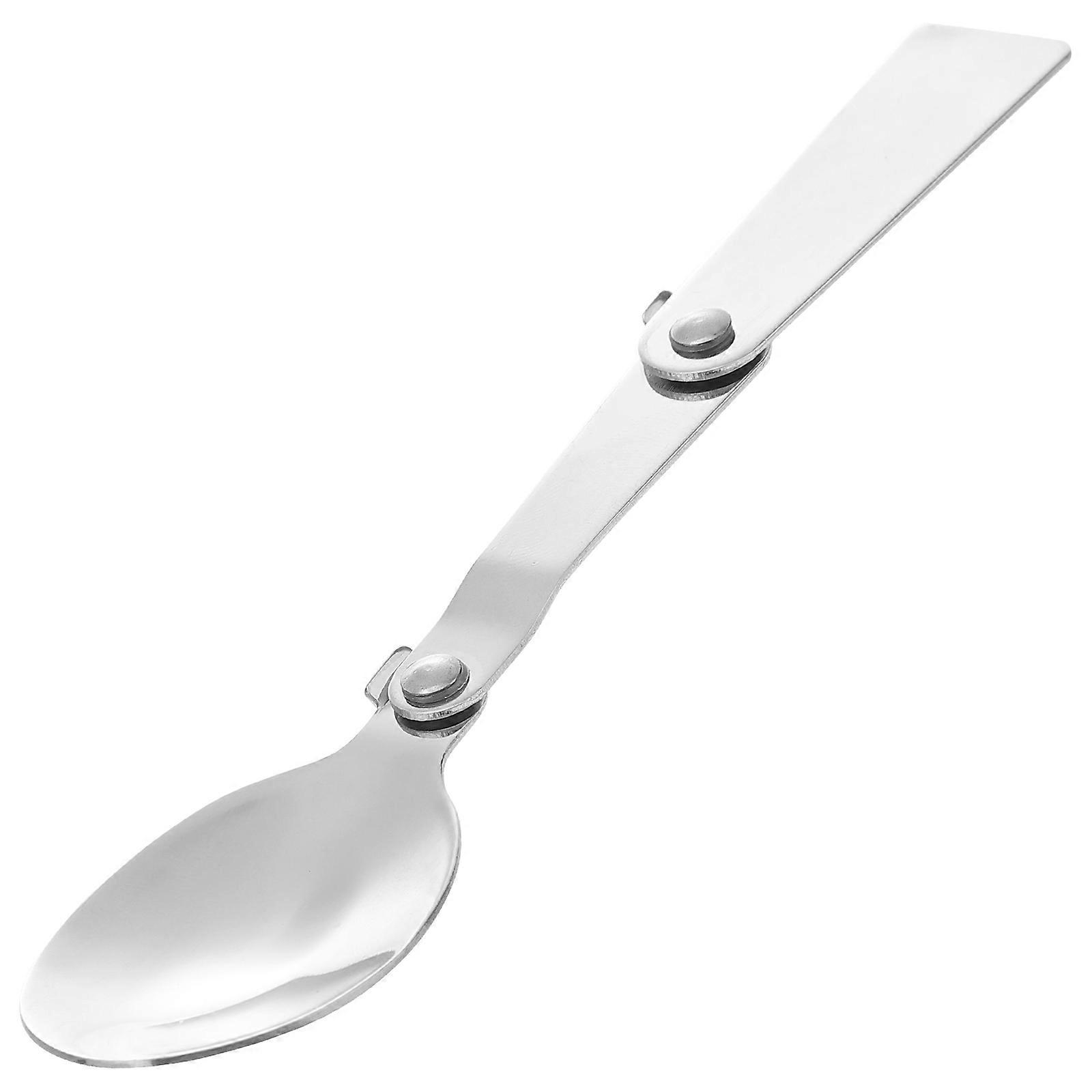 Foldable Design Spoon For Adventure And Camping Activities Made Of Stainless Steel In Silver 1Pcs