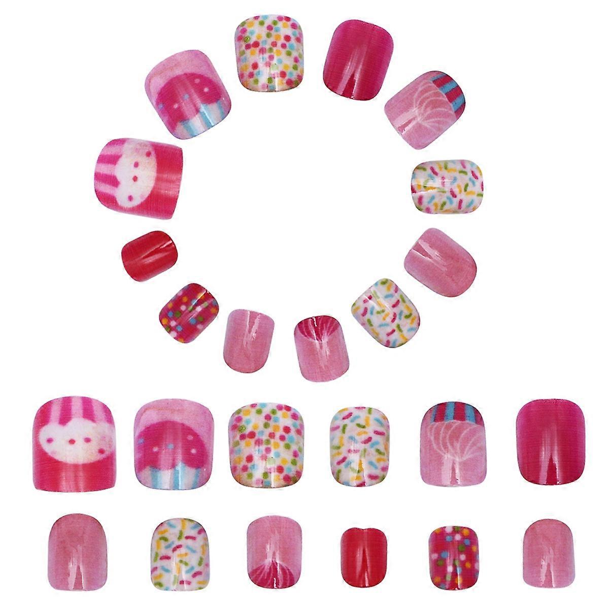Lovely 24Pcs Press On False Nails Designed For Kids Ideal For Christmas Parties Featuring Assorted Colors And Easy Application