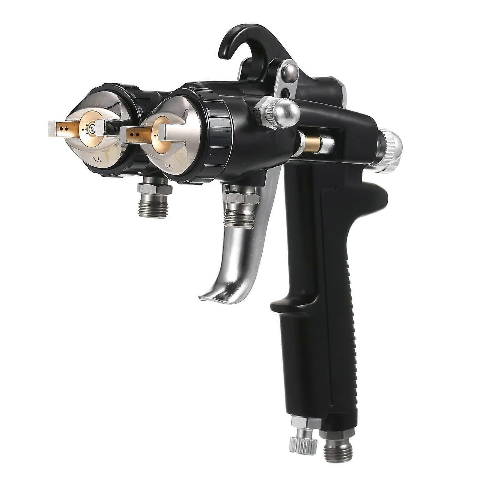 Paint Sprayer Dual 1.4mm Nozzles, Dual-Head, Two-Component Mirror-Effect, Silver-Chrome Plated Sprayer for Car Painting