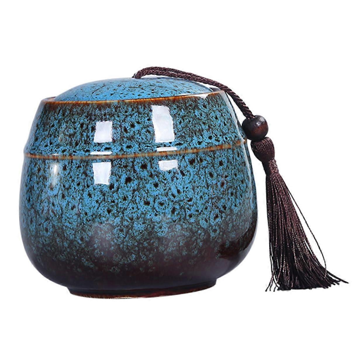Ceramic Storage Canister for Tea Mini Tea Tin Blue Airtight for Scented Tea Versatile Use as Food Container Easy to Clean and Attractive in Design
