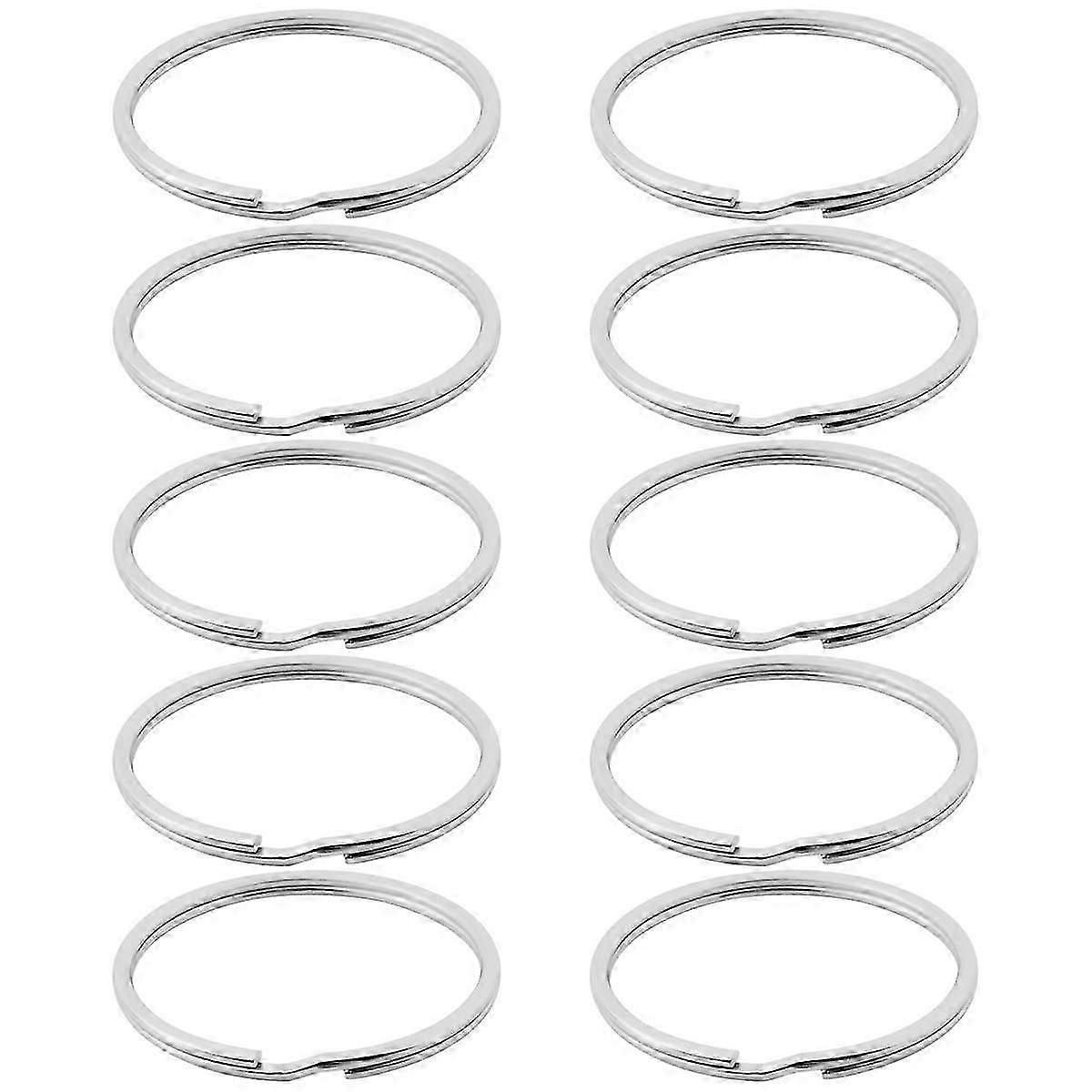 10X Quality 50Mm Keyring Split Ring Set Heavy Duty Large Nickel Key Loop Sprung Hoop