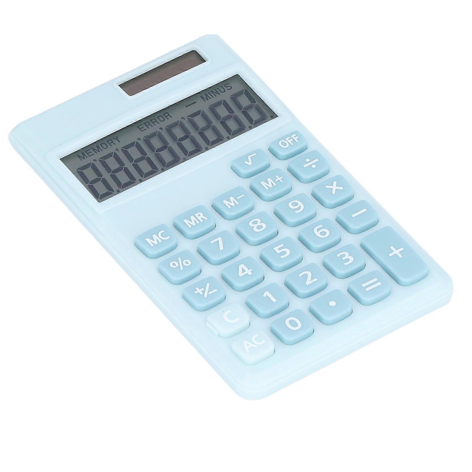Calculators 8 Digit Solar Battery Dual Power Handheld Pocket Calculator with Large LCD Display Big Sensitive ButtonRefreshing Blue 