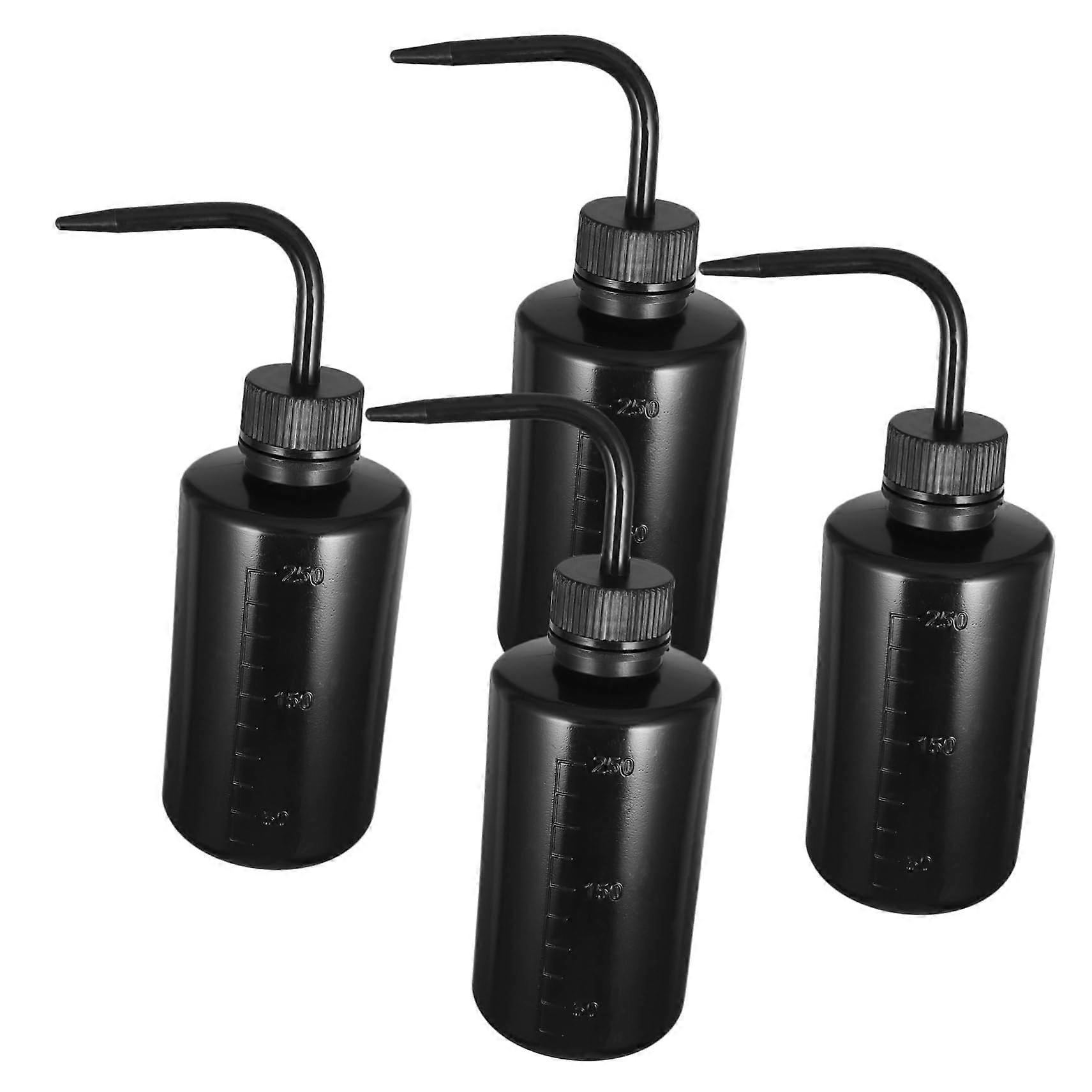 Wash Bottle with Bendable Nozzle and Scale - 4 Pack Narrow Mouth Laboratory Washing Bottles for Cleaning and Testing
