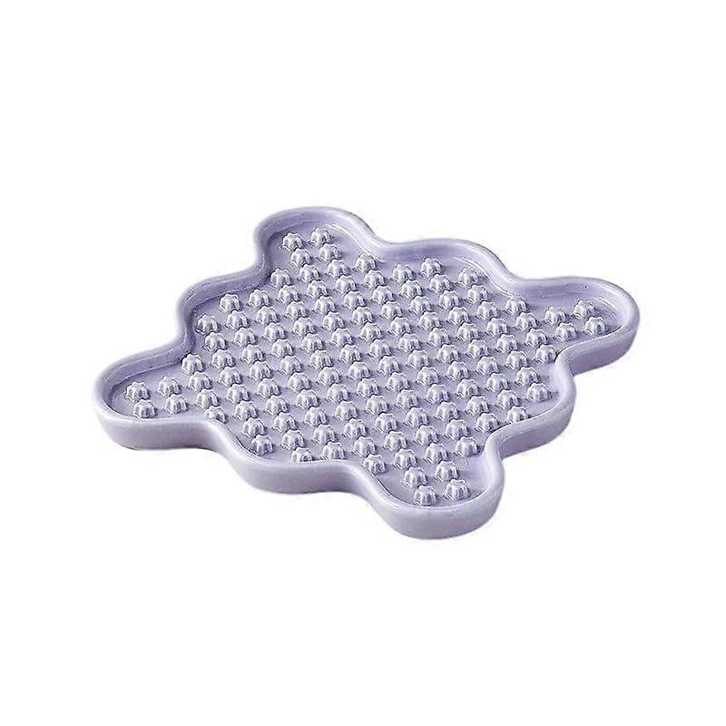 Ceramic 'Lick Mat' Cat Slow Puzzle Feeder Bowl. Just like a lick mat, but made from Ceramic! (Violet, Small) Violet Small