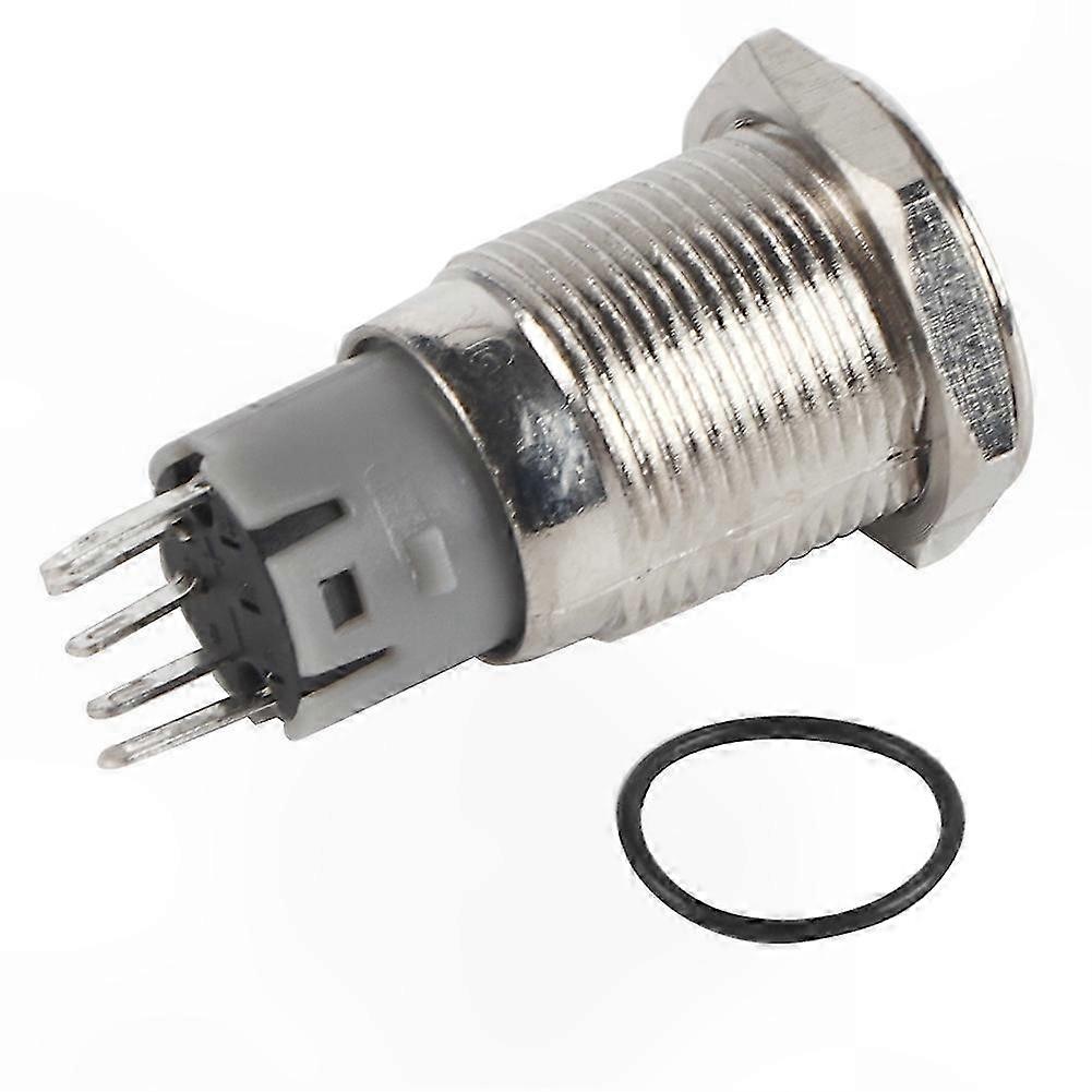 16mm Metal Push Button Switch with LED Light, 1NO 1NC Terminal, 12V Latching Toggle