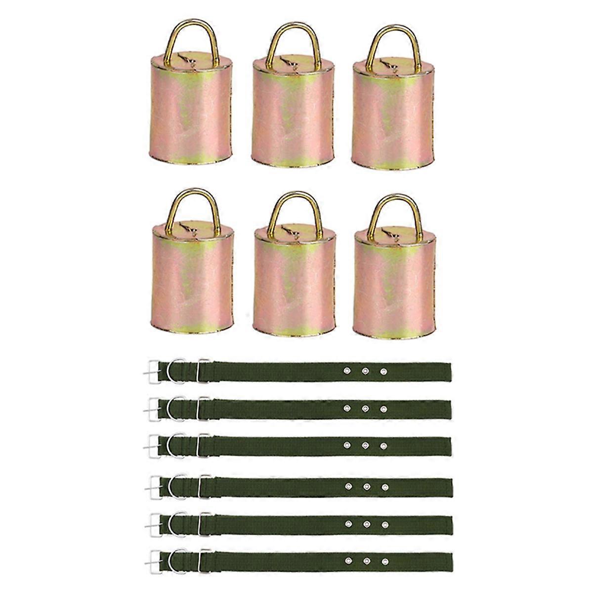 牛と羊のクリスマス牛の鐘のための6PCSハンギングベル放牧ドアノブの装飾農場の馬w