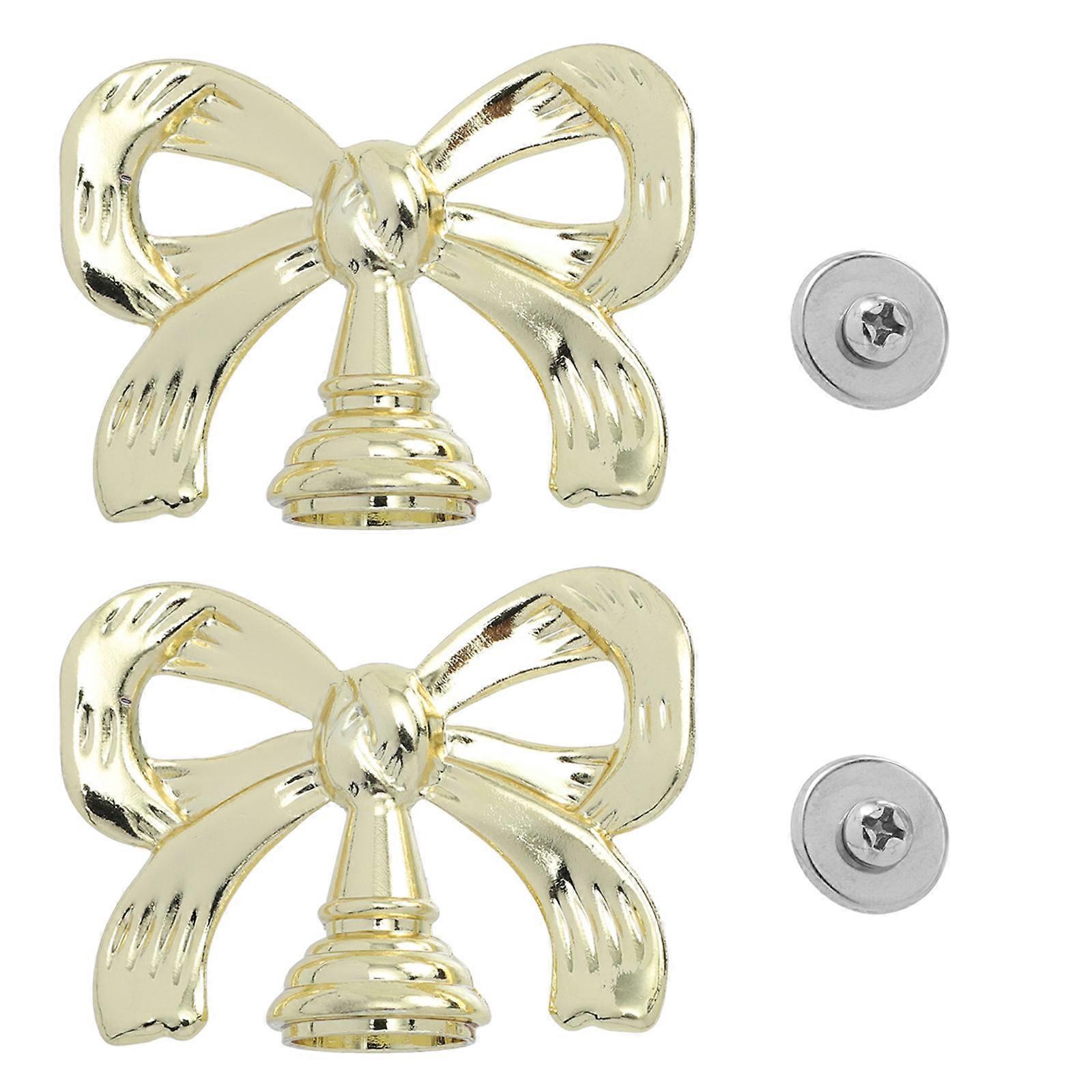 Pot couvercle couvercle boutons Bowknot en forme de cuisine utilisation alliage de zinc Isolation de prévention de la rouille dorée 2Pcs