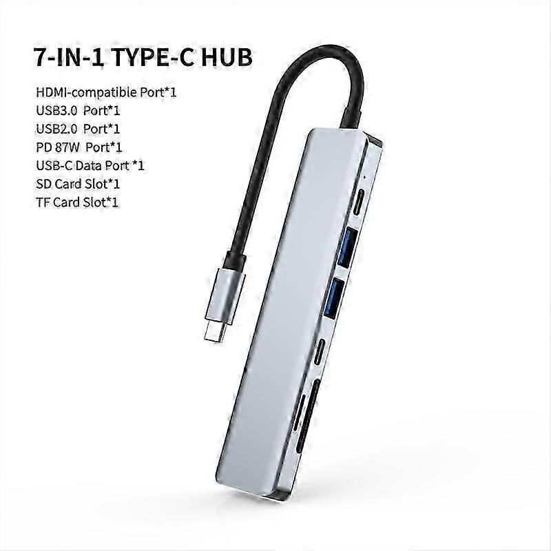 Hdmi-compatible Type C Usb Hub Portable Usb C Splitter 7 In 1 Pc Computer Accessories