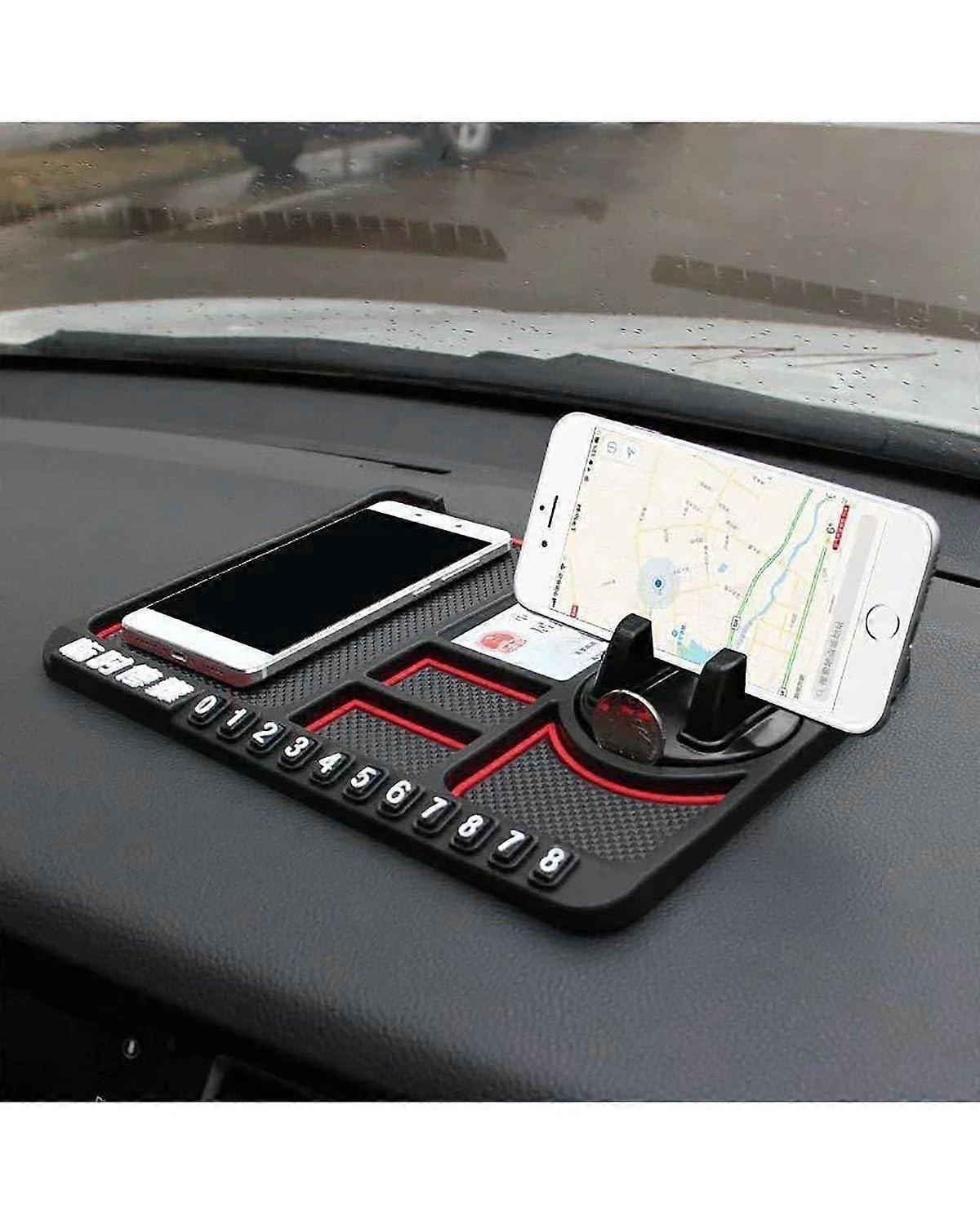 Dashboard Mat Multi-Functional Anti-Slip Car Phone Holder Silicone Dash Pad Non-Slip Sticky Red Car Mat
