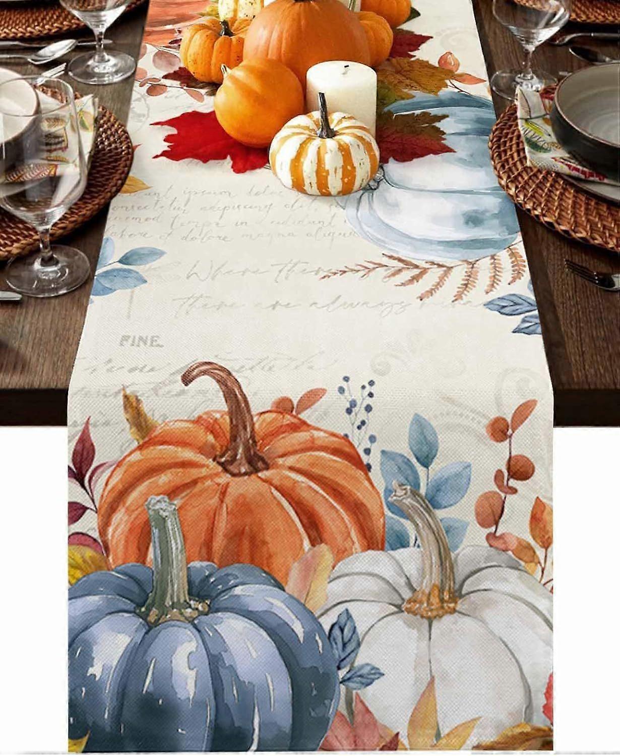 Fall Table Runner Autumn Leaves Thanksgiving Table Runner Autumn Pumpkin