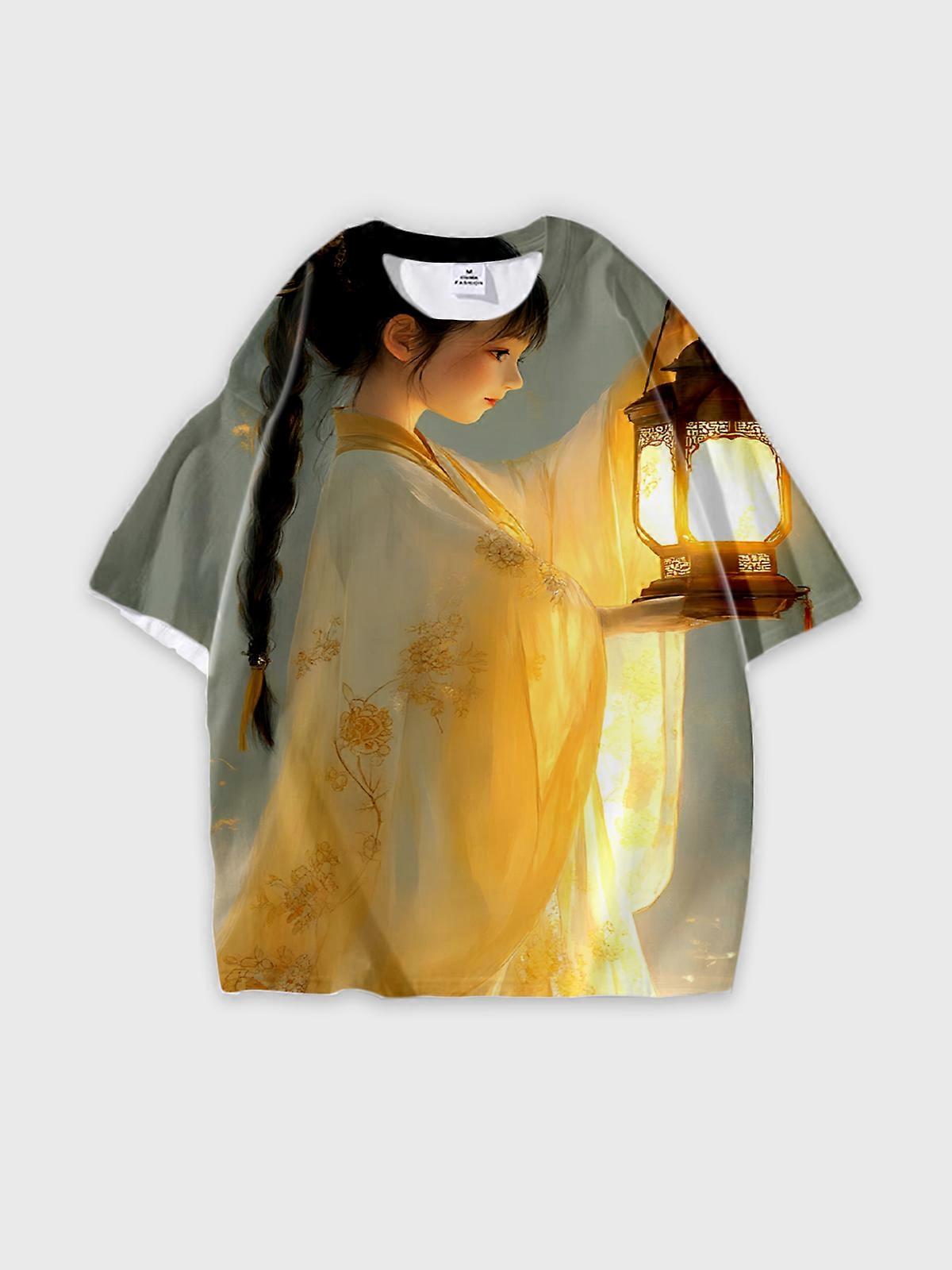 T-Shirt Short Sleeve Round Neck, Summer Casual Loose Graphic Tee, Unisex Pattern V2365