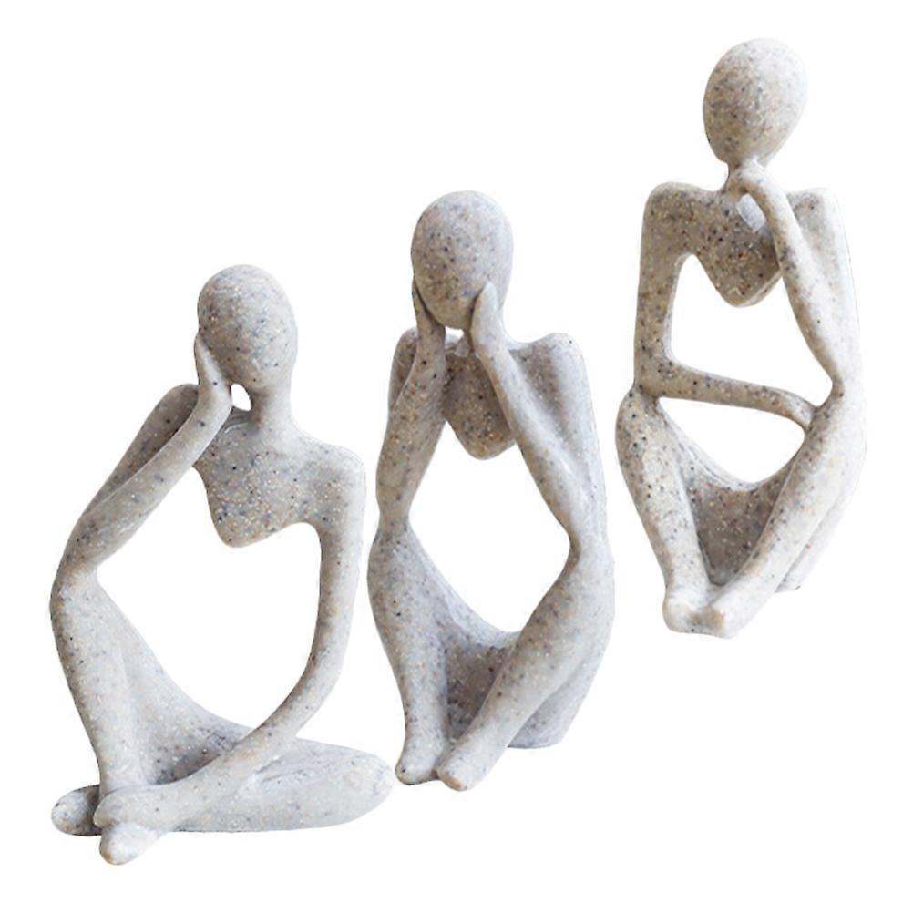3pcs Thinker Statues Abstract Resin Art Thinker Sculpture for Office Home
