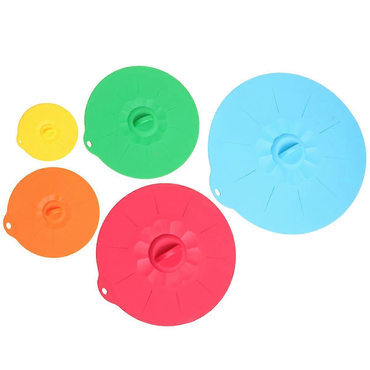 Silicone Sealed Lid Pot Lids for Kitchen Use 5Pcs Leakproof Microwave Cover