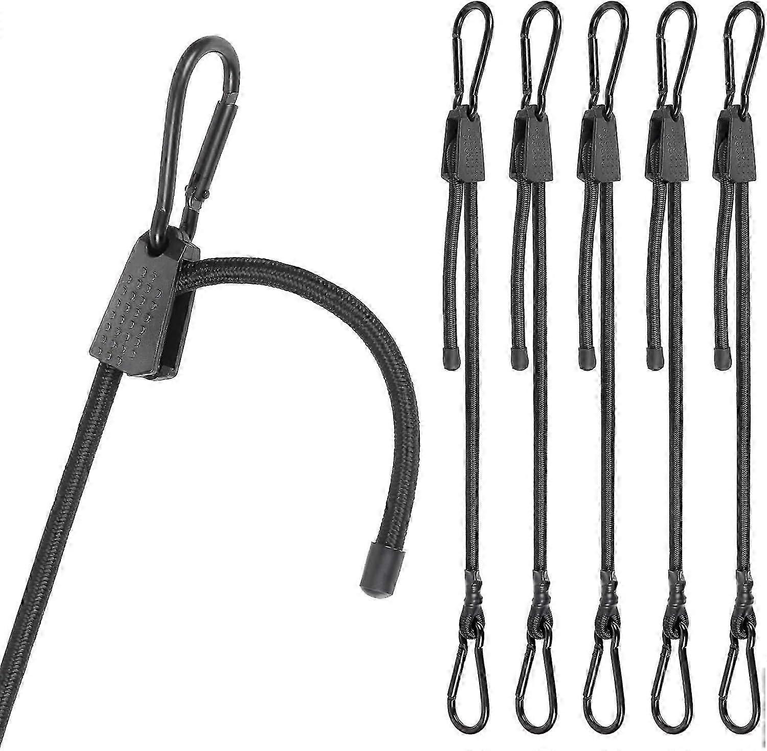 6-Piece 40-Inch Adjustable Black Bungee Cords with Hooks for UK Use
