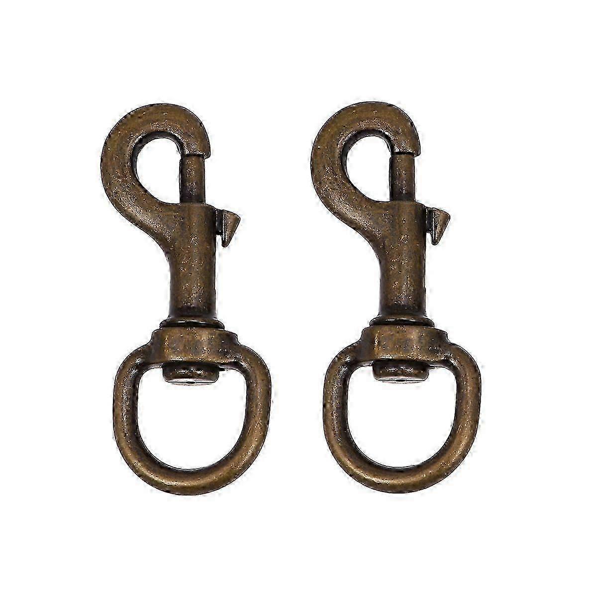 2-Pack Alloy Spring Hooks with Swivel for Pet Collars - Durable Bronze Harness Accessories