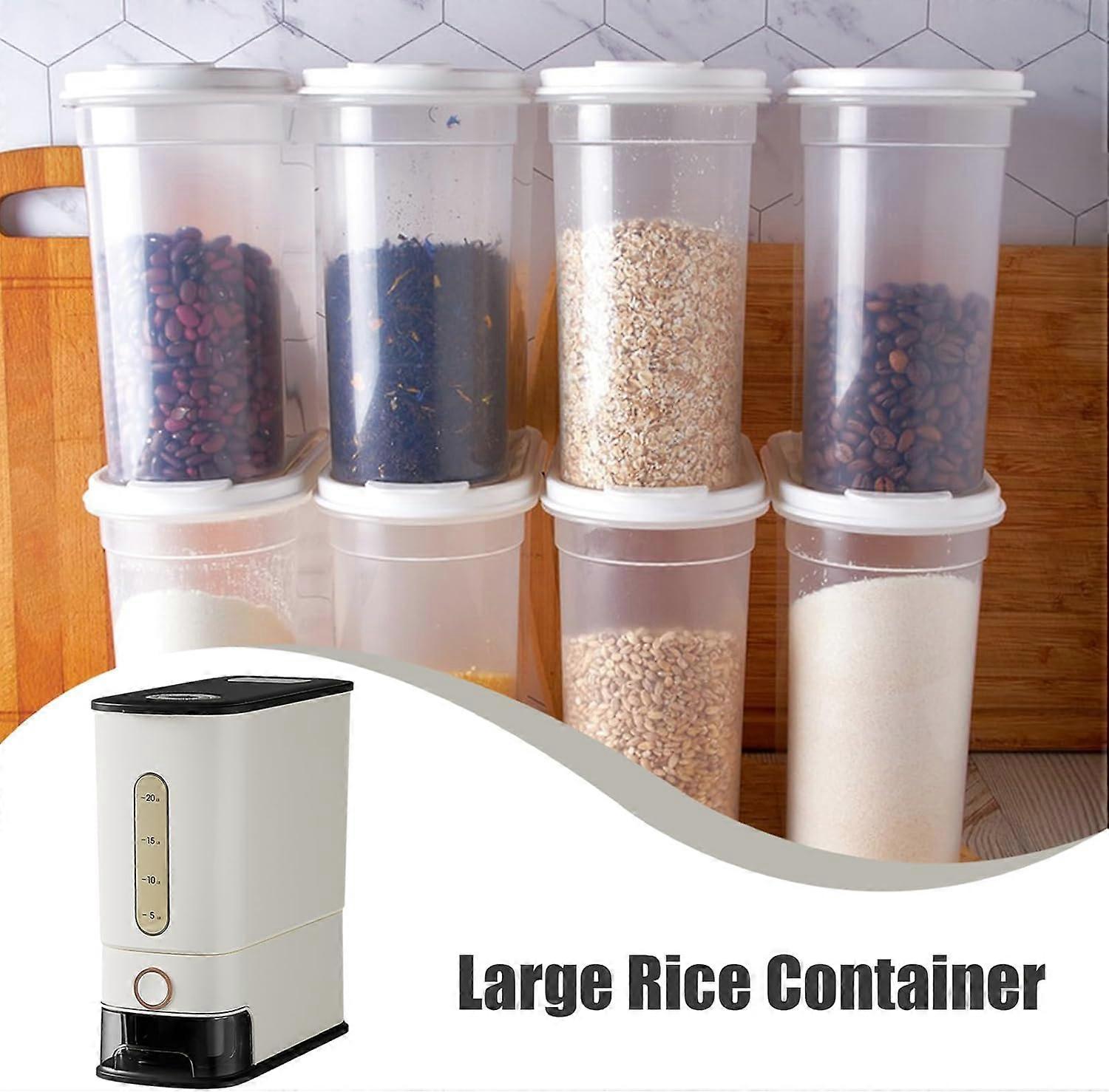 Rice Bucket 24L Press Rice Cereal Container Dispenser, Large Capacity Pantry Storage, Cereal Box Organizer