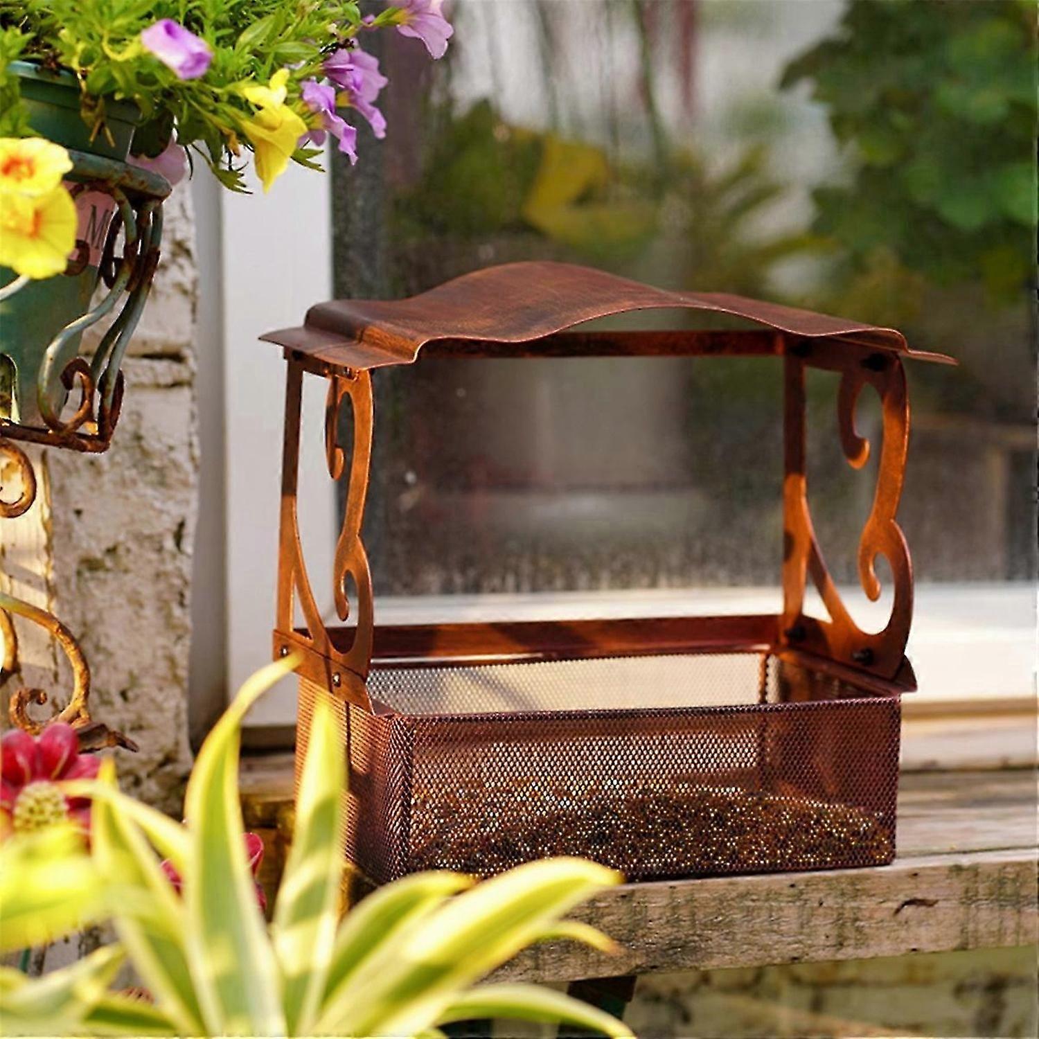 Window Bird Feeder, Metal Bird Feeder with Outdoors Hanging Chain