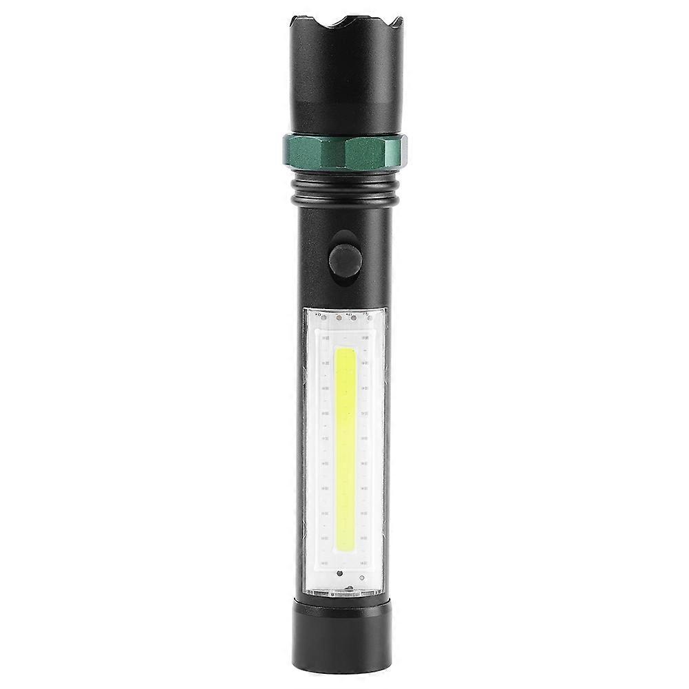 LED Bright Flashlight 19x3.5cm Black Rechargeable Outdoor Light