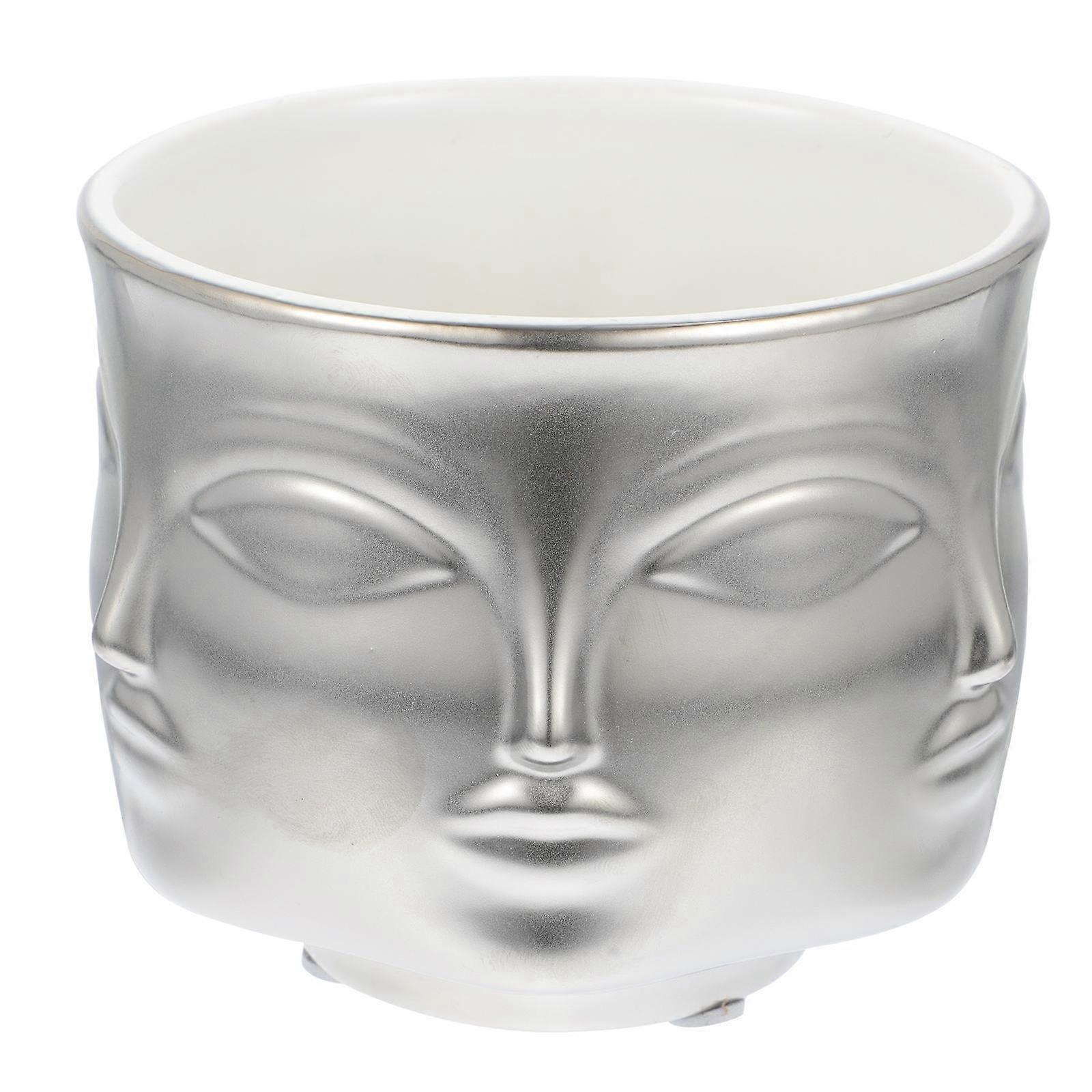 Decorative Cement Mask Flower Pot for Porch Adornment 1Pcs