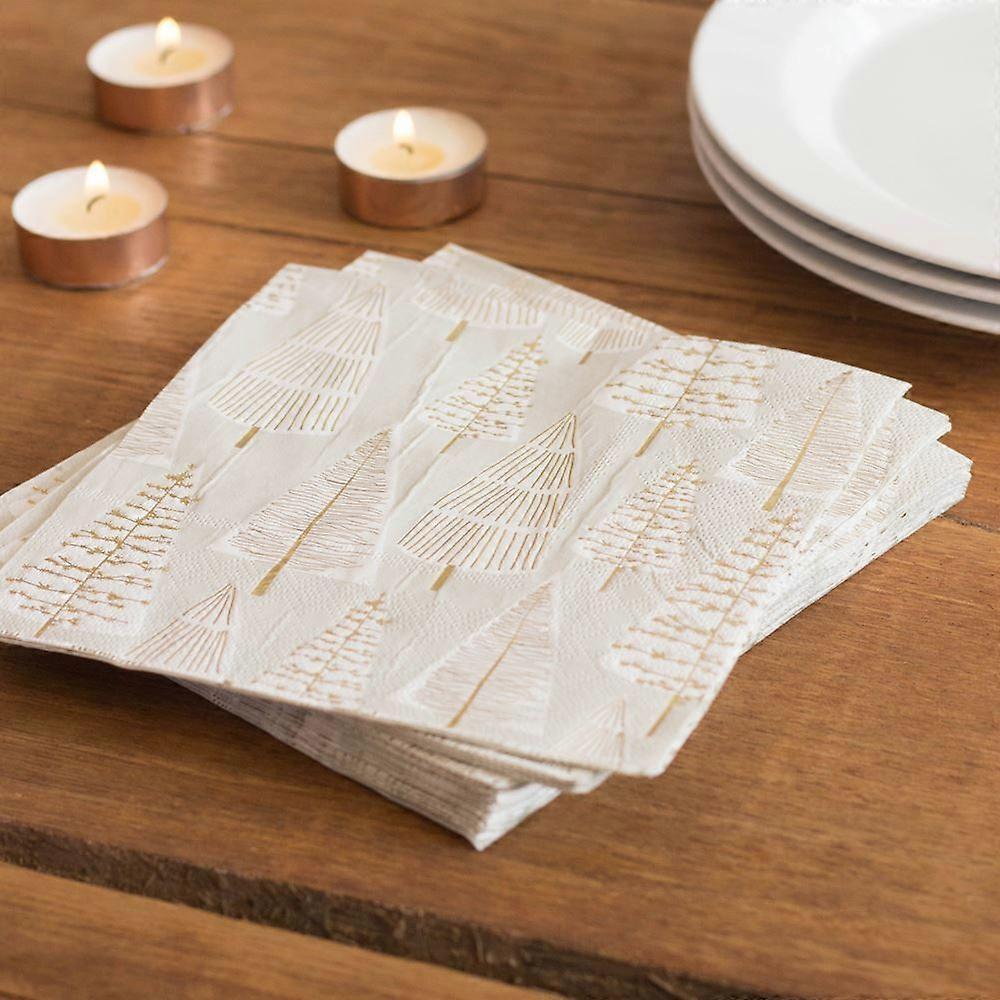 Gold Tree Christmas Paper Party Napkins x 16