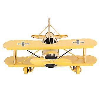 Maquette Avion Vintage IMIKEYA – Biplan En Métal Jaune 33x27x13 Cm, Déco Bureau Ou Salon
