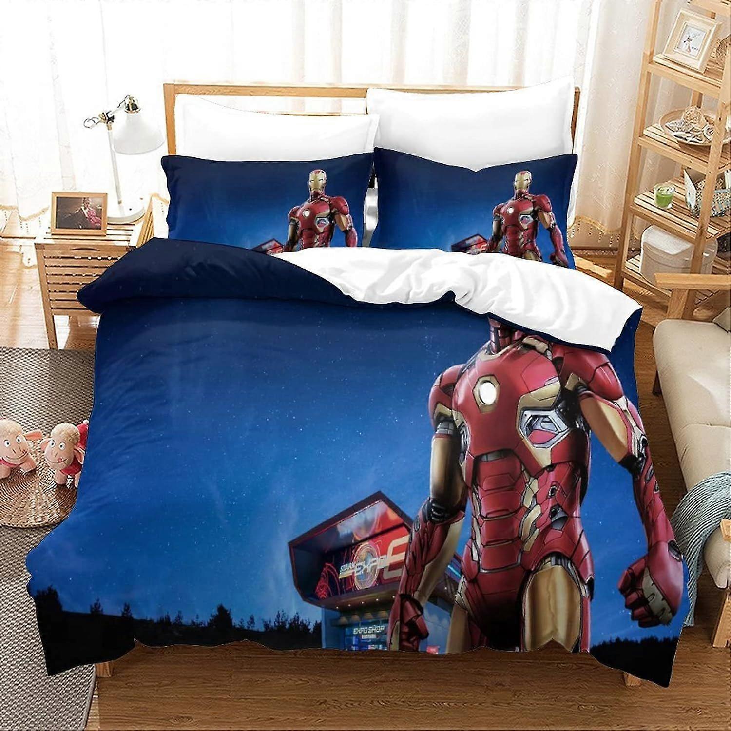 Duvet Cover Set Double Iron Man Printed Duvet Covers Bedding Set for in Kids Teens Adults Soft Hypoallergenic Quilt Cover with Pillowcase with Zipeer 