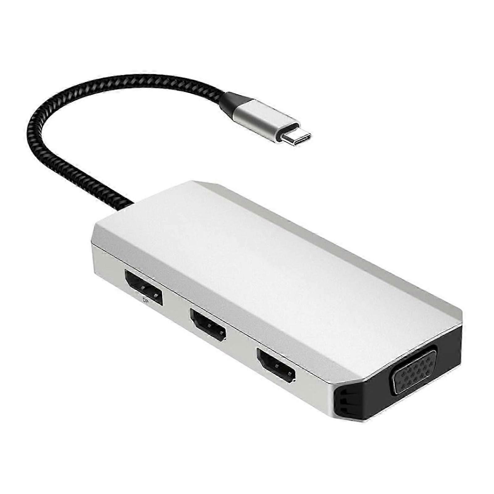 7ports Docking Station USB C Hub USB C Dock Splitters for Laptops Desktop USB C Hub with Double 4K Display Outputs