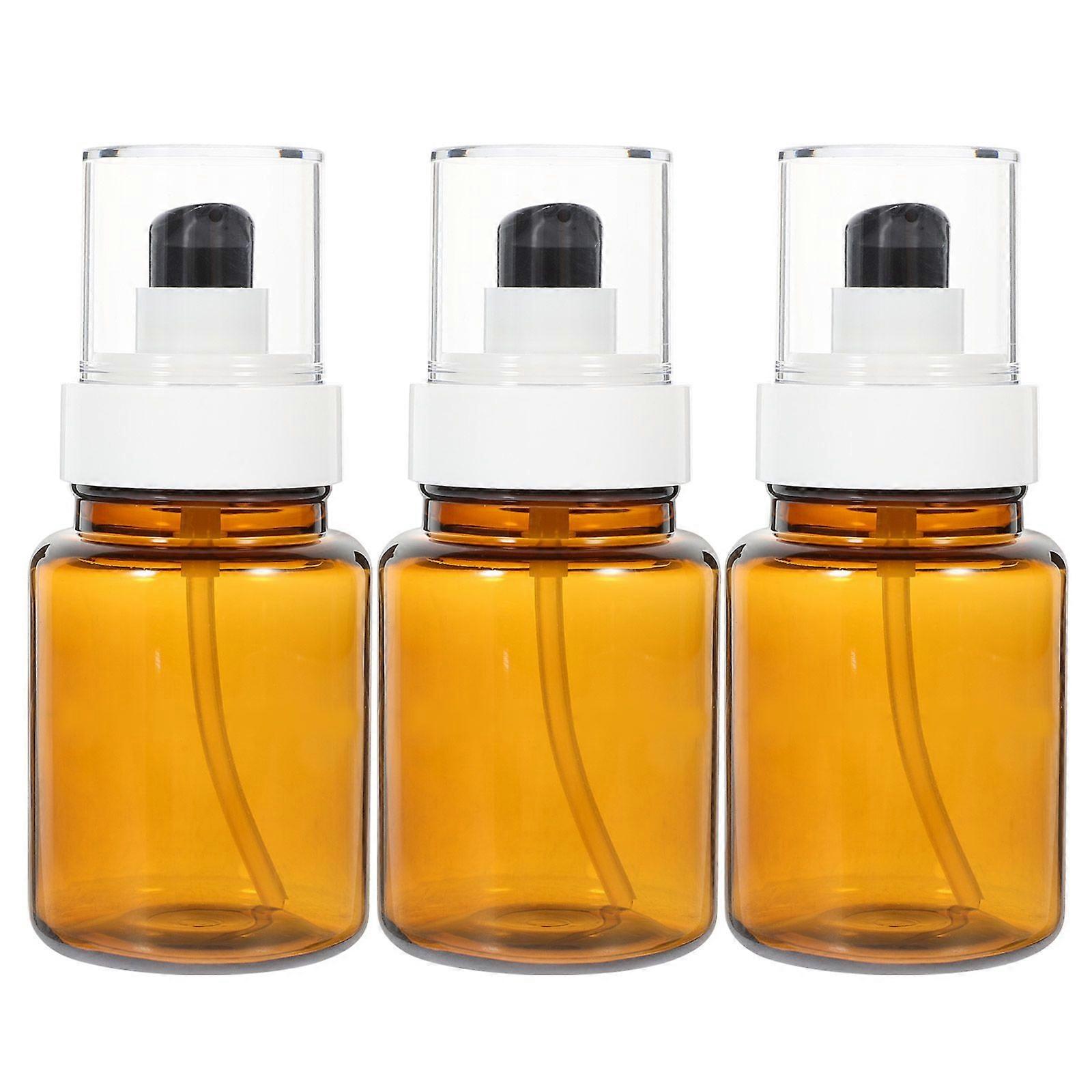 3Pcs 100ml Empty Pump Bottles Essential Oil Bottle Empty Bottles Cosmetic Bottle Portable Pump Bottle (Brown)